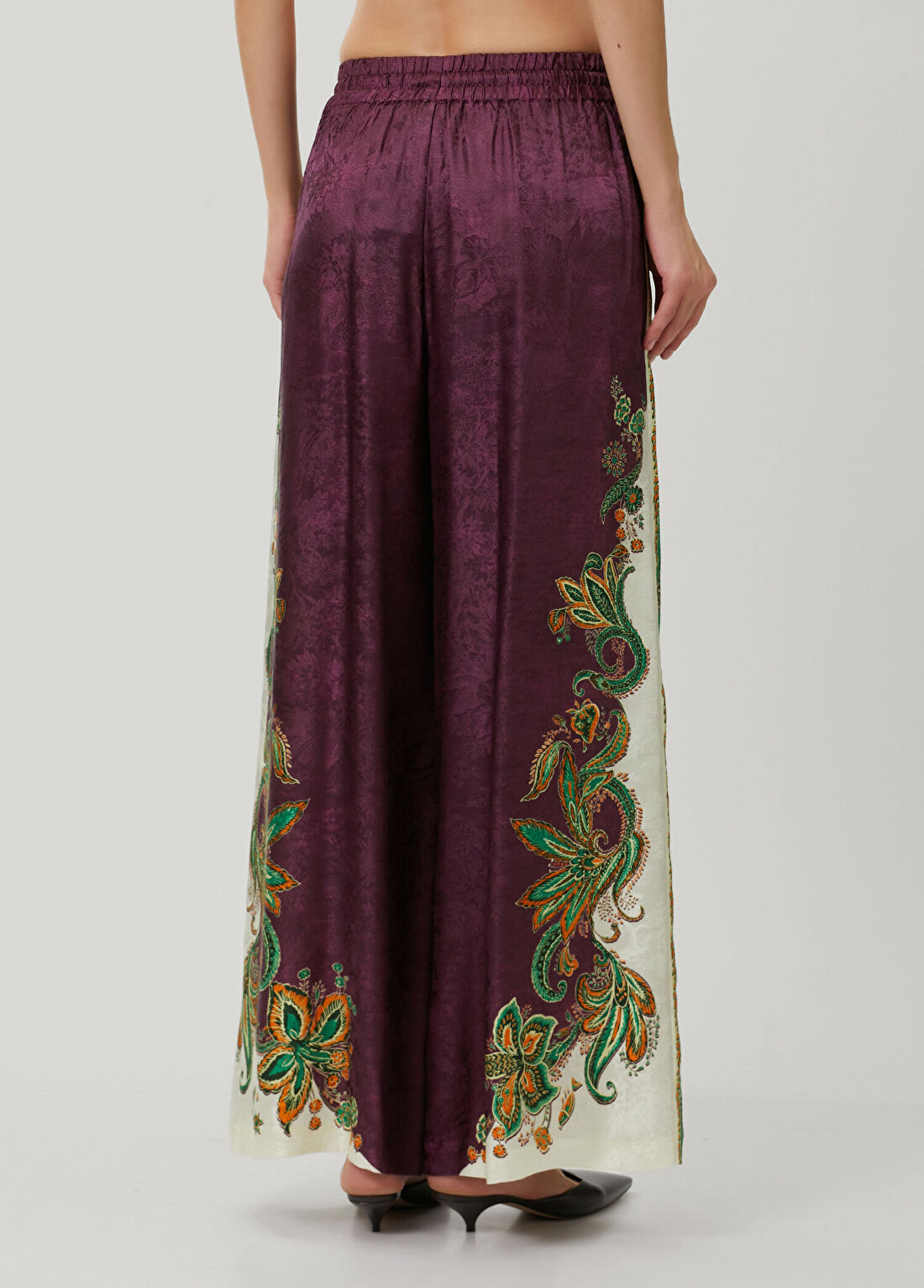 Alemais Ruthie Bordo Şal Desenli Pantolon görsel 4