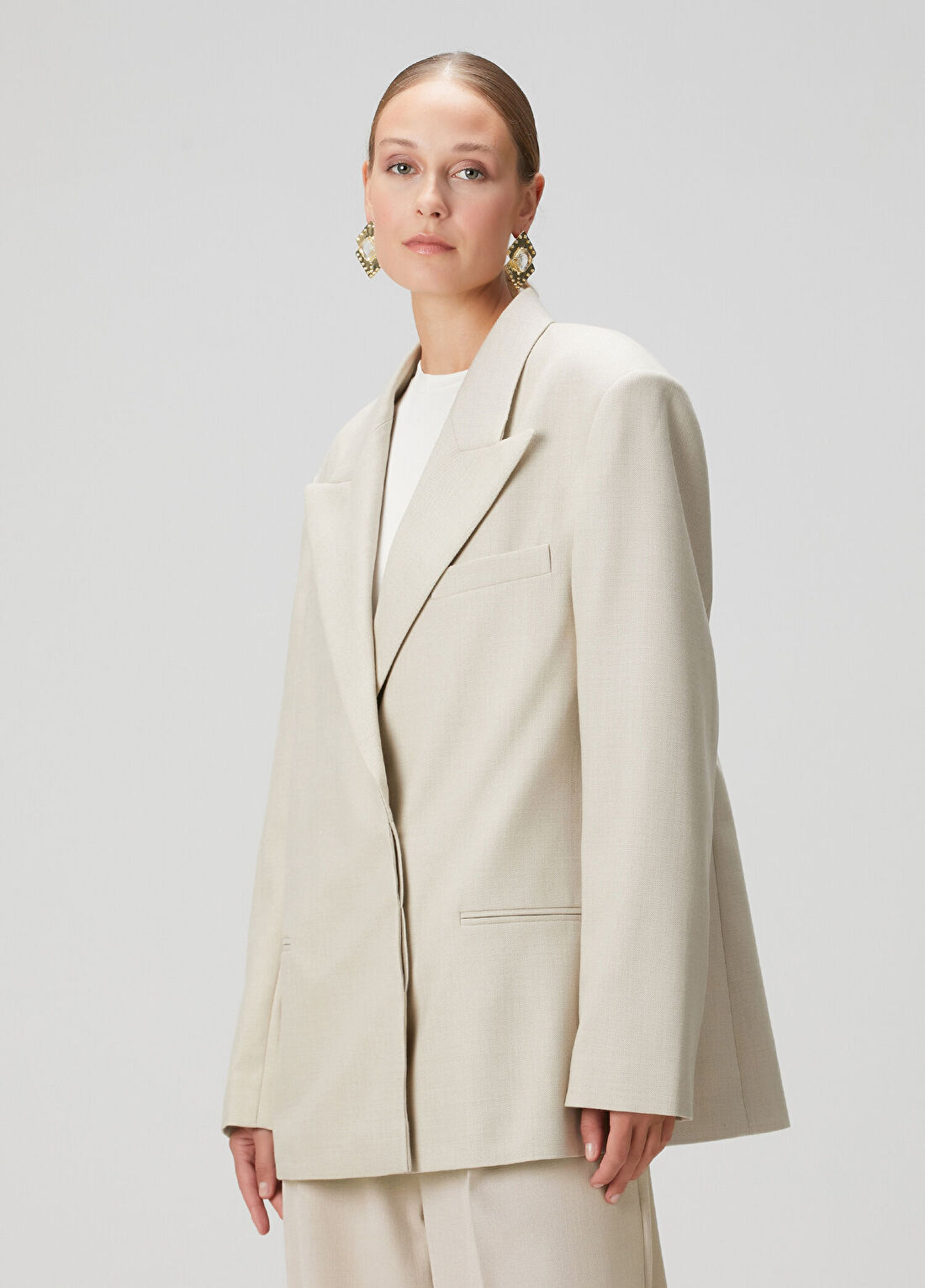 Magda Butrym Oversized Bej Yün Blazer görsel 3