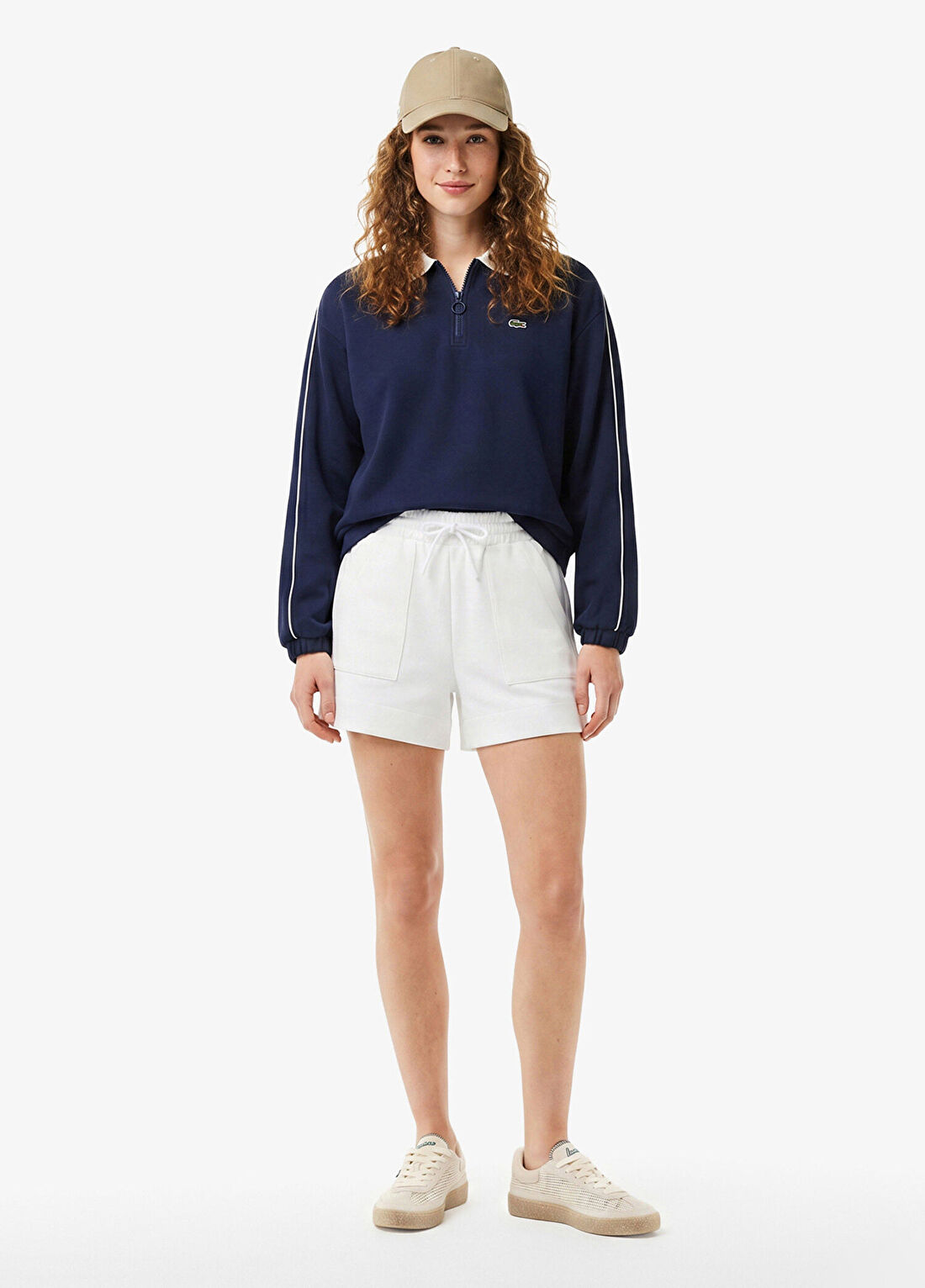 Lacoste Beyaz Relaxed Fit Kadın Şort