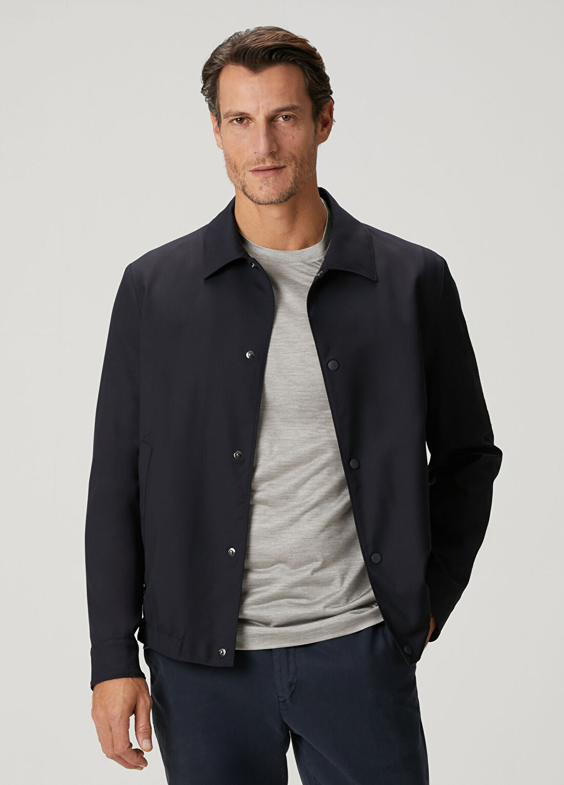 Canali Lacivert Yün Mont