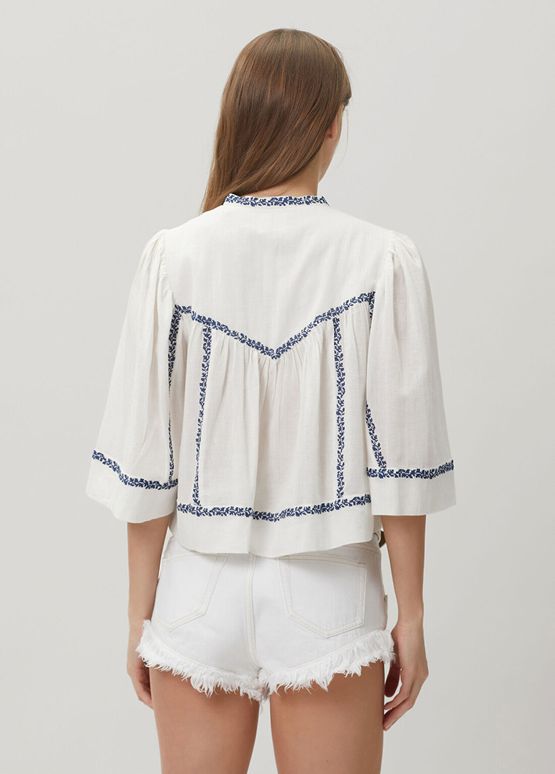 Marant Etoile Juline Ekru Mavi Bluz görsel 4