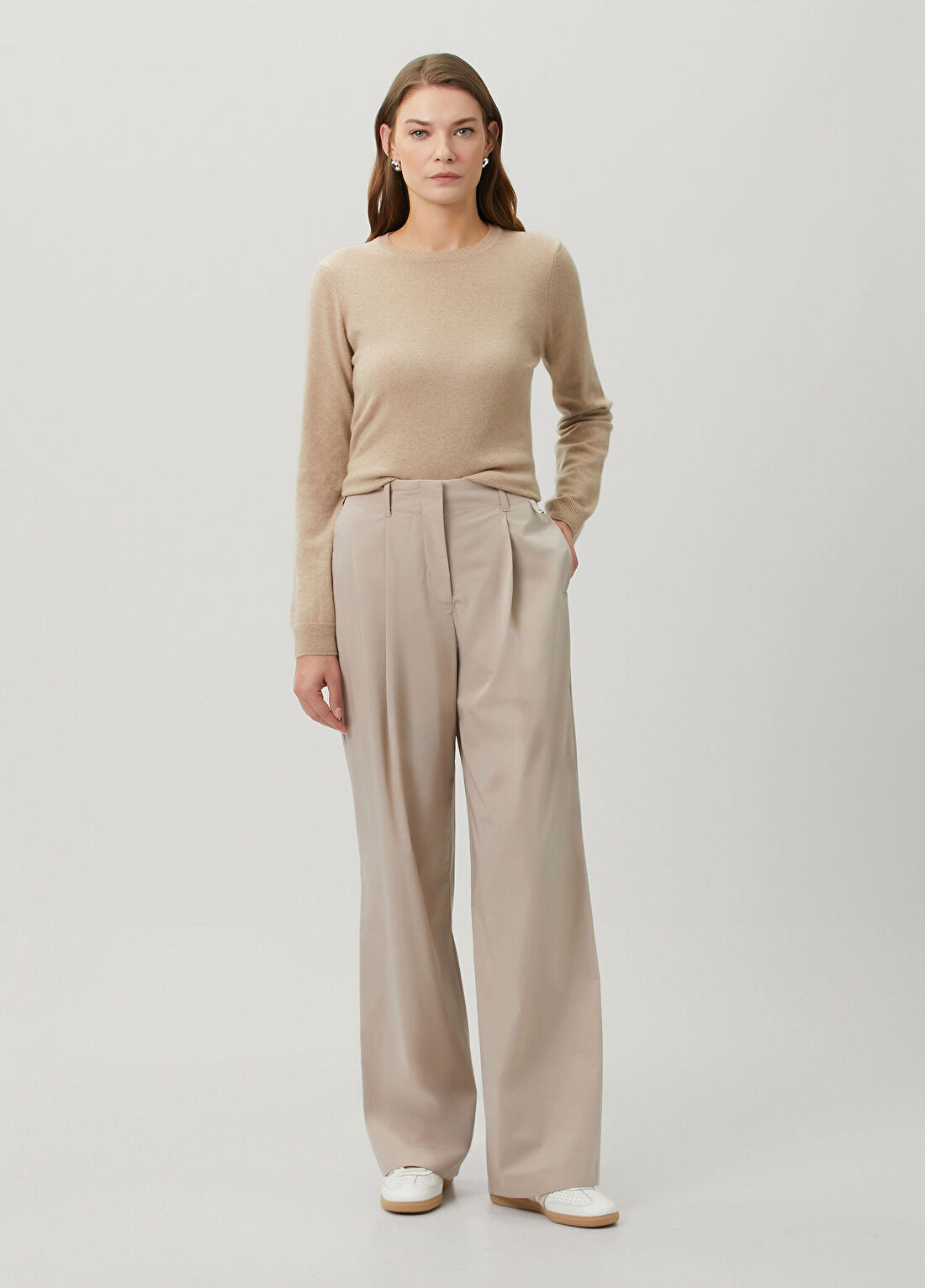 Herno Bej Pile Detaylı Pantolon
