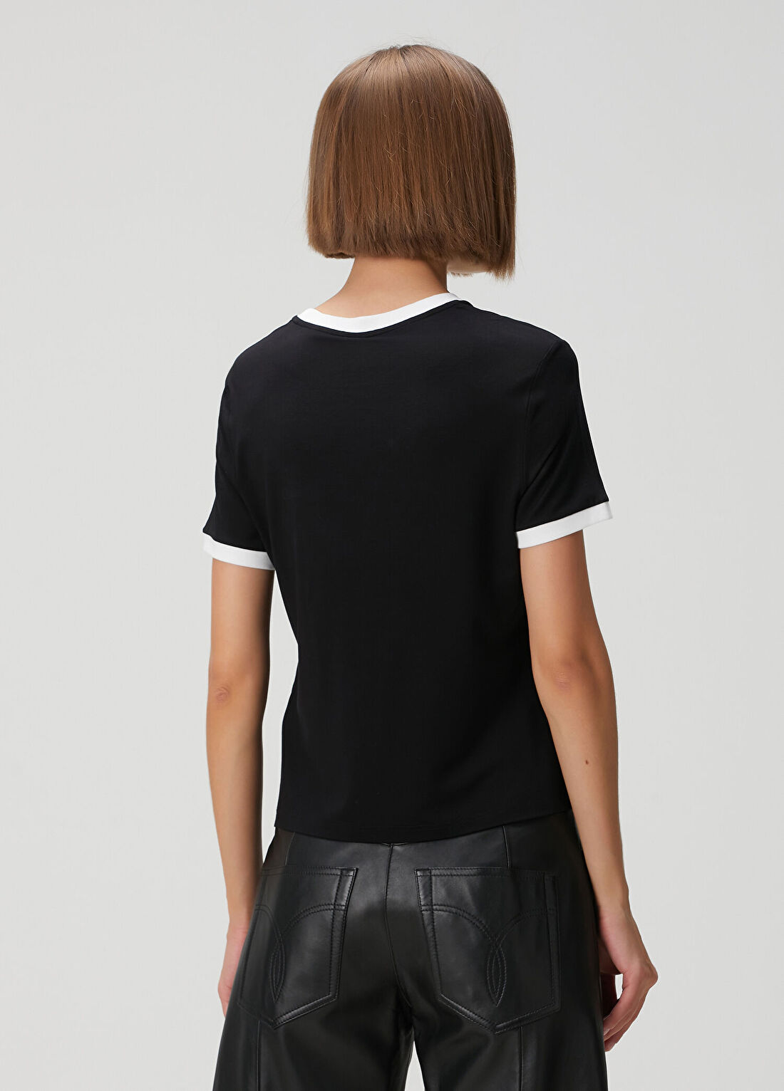 Versace Siyah Beyaz Logolu T-shirt görsel 4