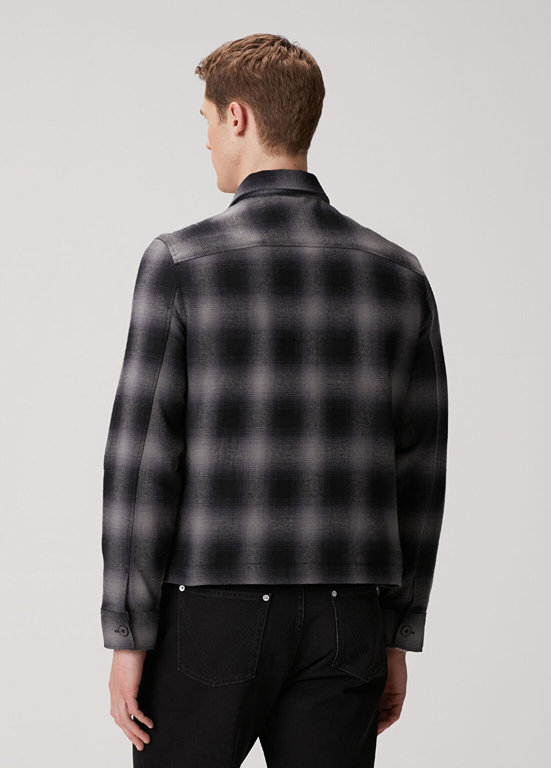 AllSaints Kapi Lacivert Ekose Desenli Dış Gömlek görsel 4