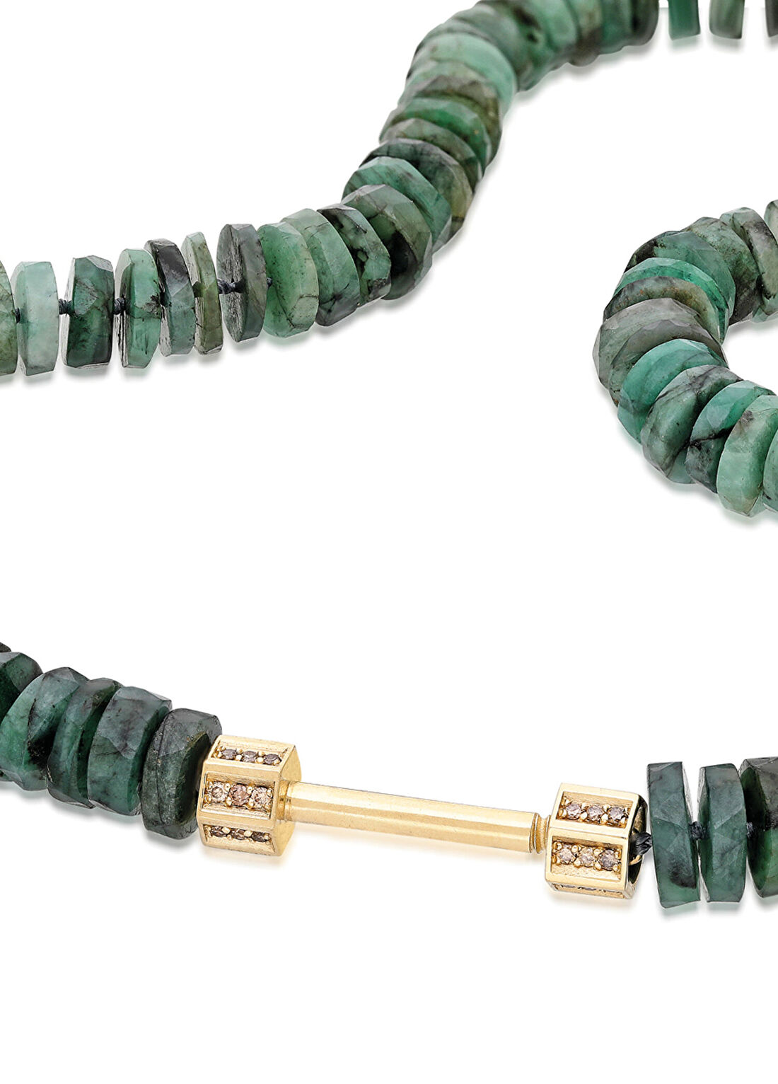 ITA Fine Jewelry Bosfor Zümrüt Boncuklu Pırlanta Kadın Altın Kolye görsel 3