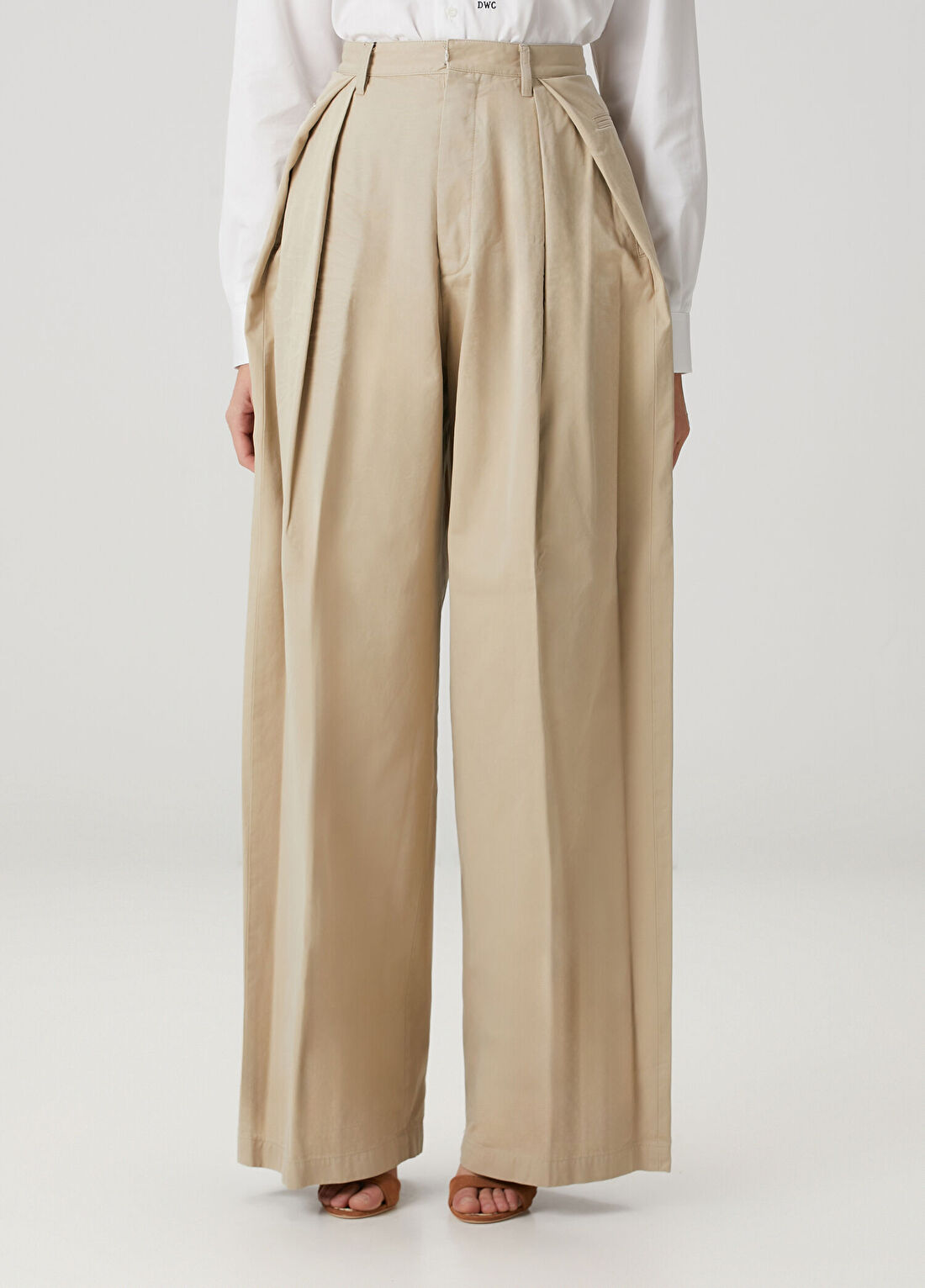 Dsquared2 Bej Pileli Palazzo Pantolon görsel 2