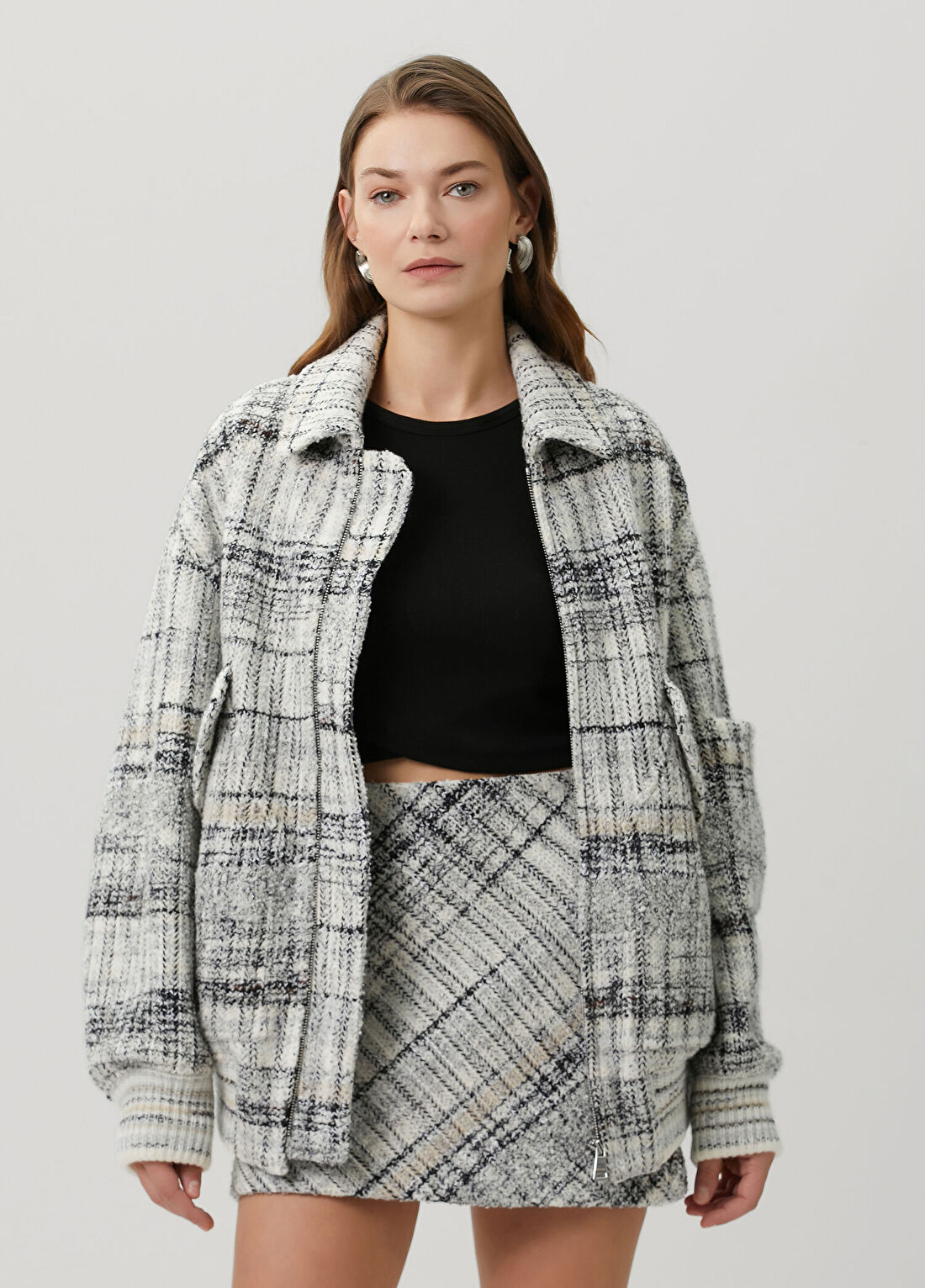 Missoni Ekoseli Yün Bomber Ceket