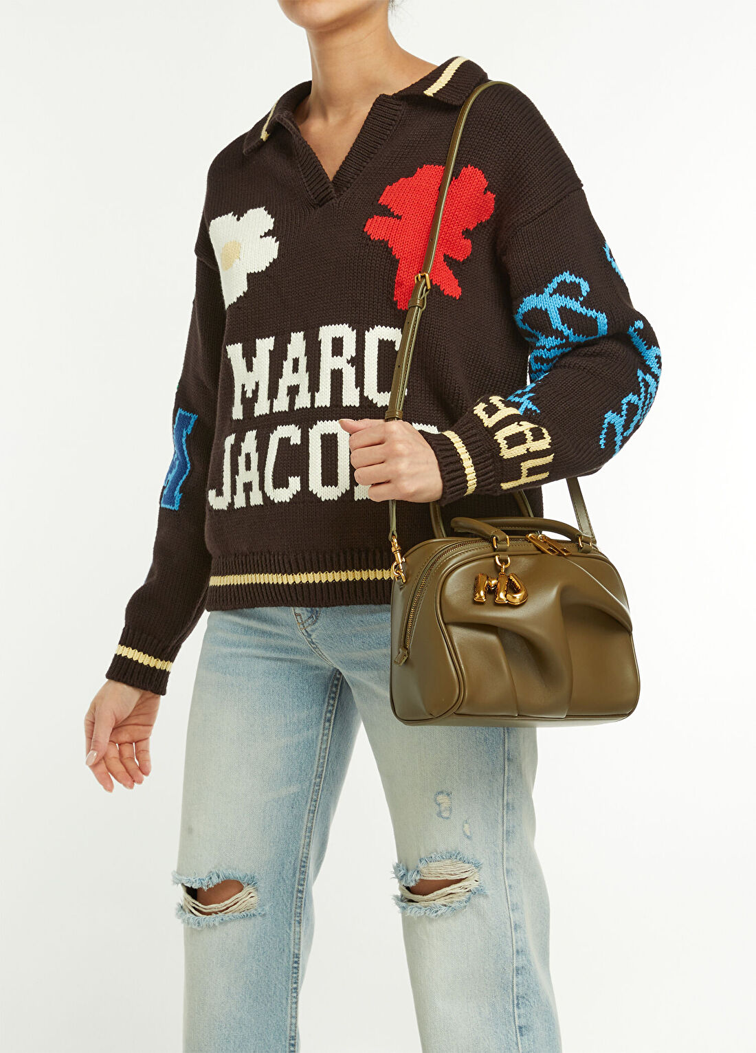 Marc Jacobs The Small Wave Haki Kadın Deri Çanta görsel 2