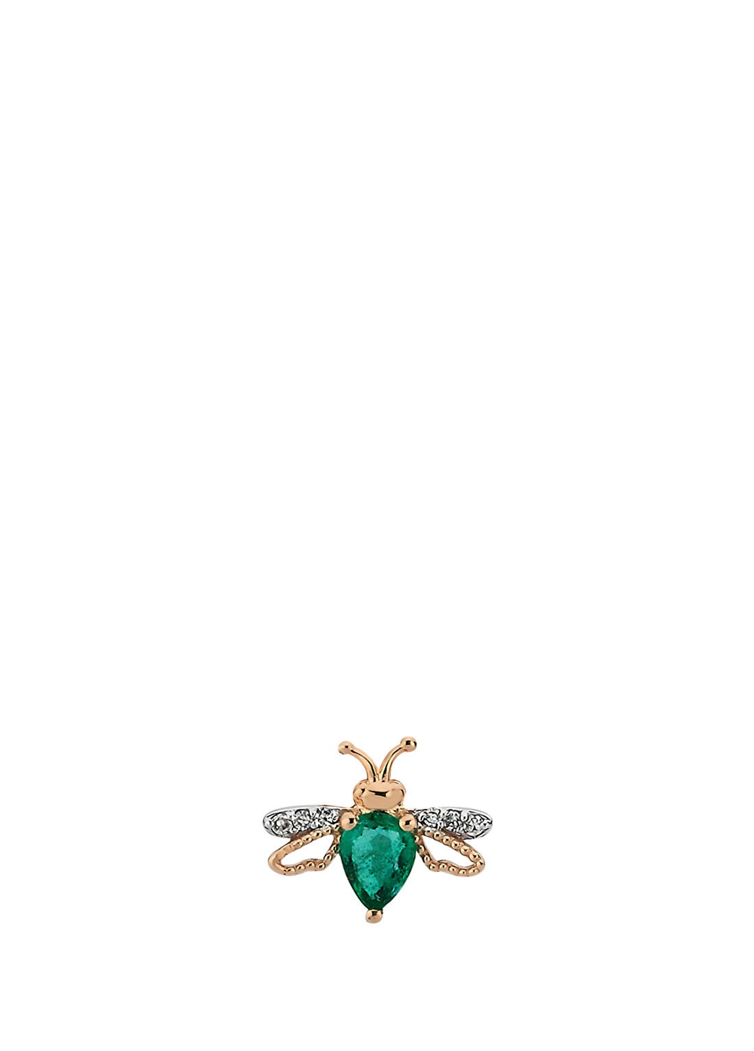 Bee Goddess Queen Bee Kadın Tekli Zümrüt Pırlanta Altın Küpe