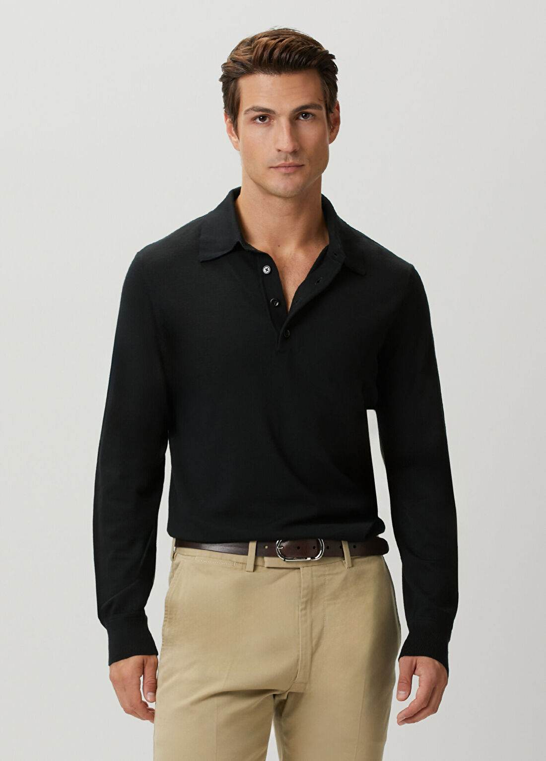 Tom Ford Siyah Polo Yaka Yün Triko