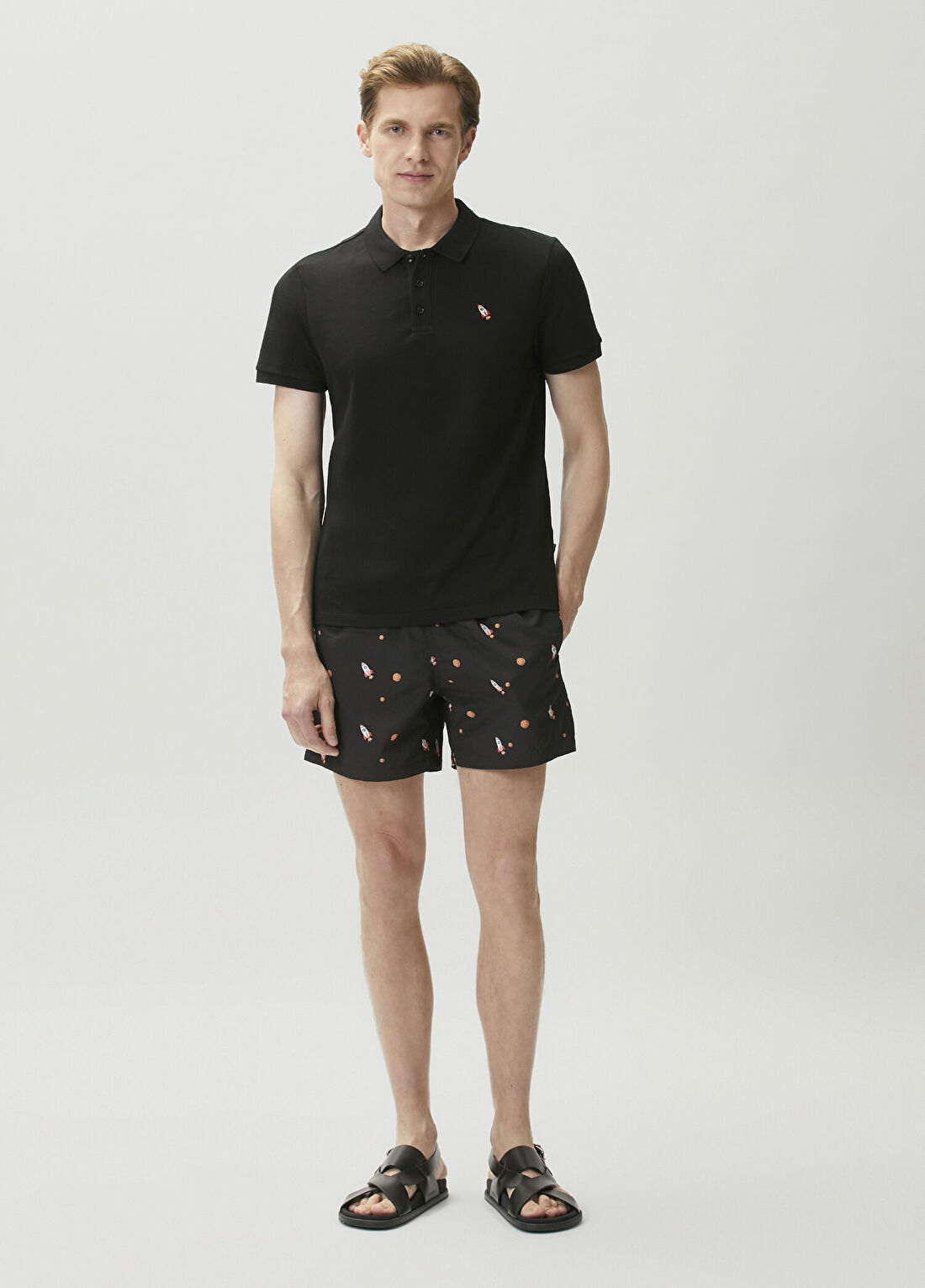 Hawksbill Rocket Siyah Polo T-shirt görsel 2