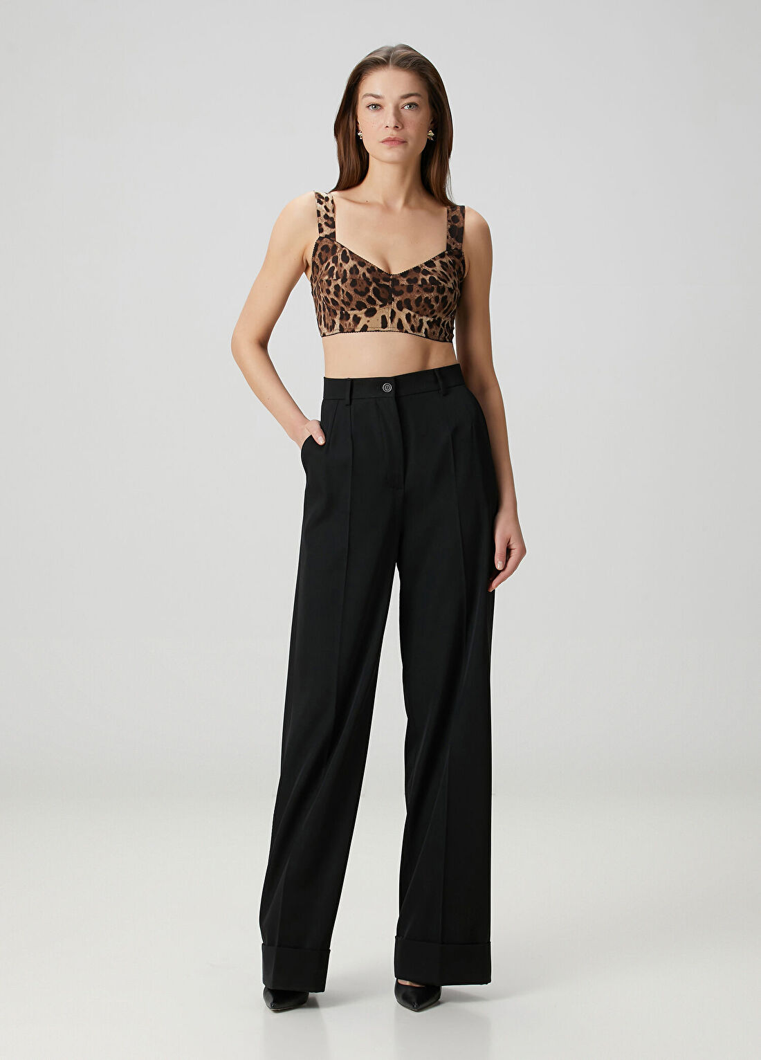 Dolce&Gabbana Leopar Desenli İpek Büstiyer görsel 2