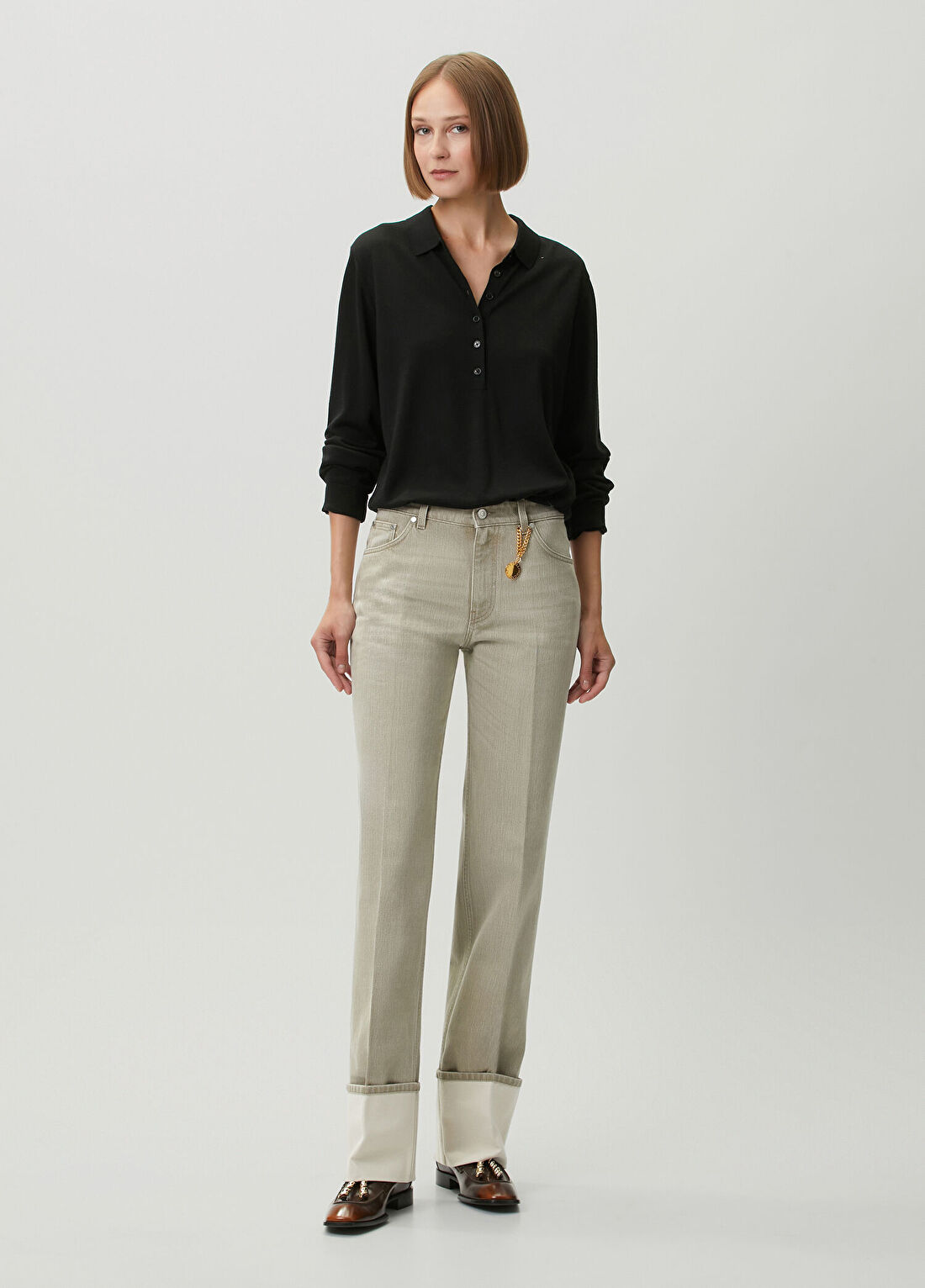 Stella McCartney Gri Straight Leg Jean Pantolon