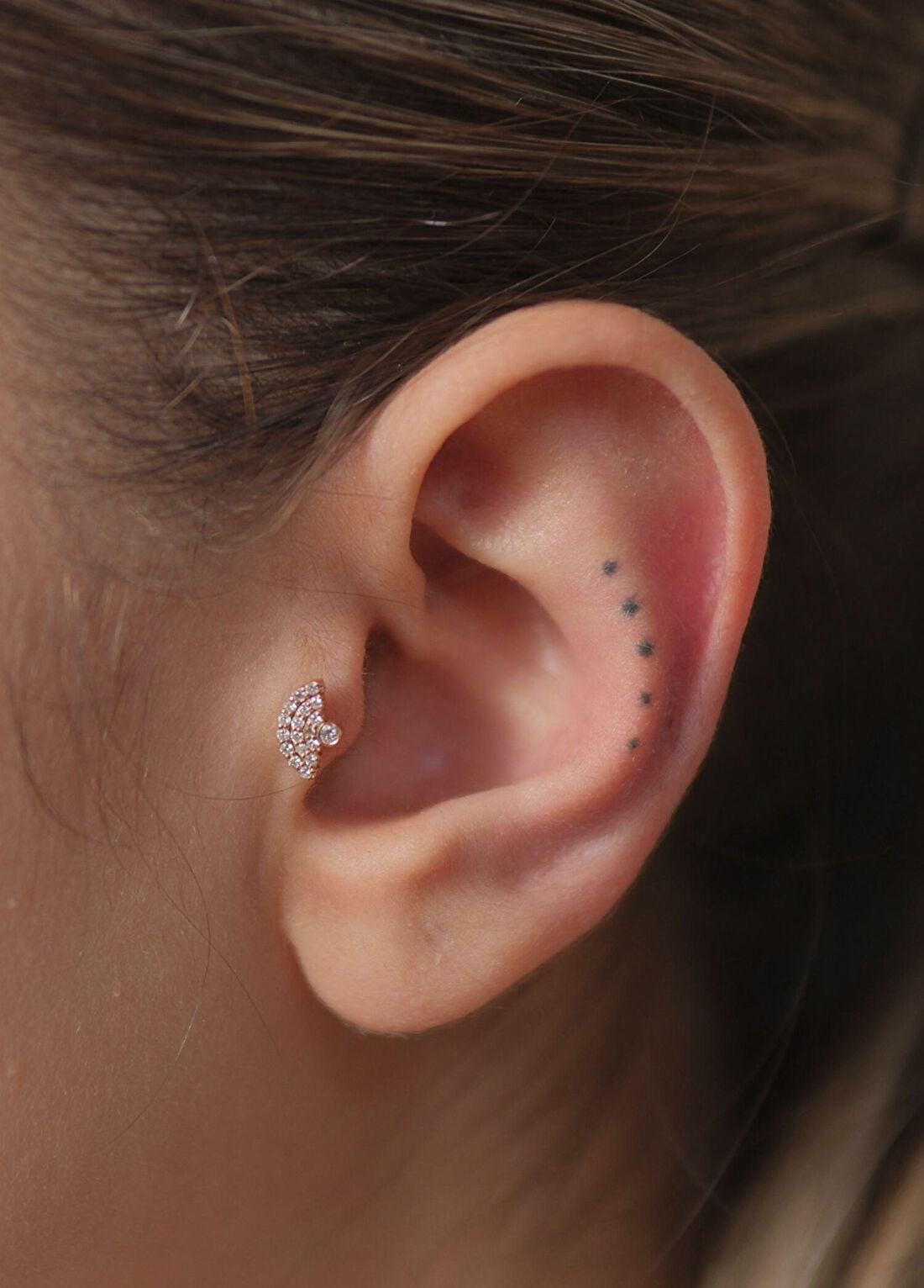 Safir Mücevher Caelum 14 Ayar Rose Gold Kadın Pırlanta Piercing görsel 2