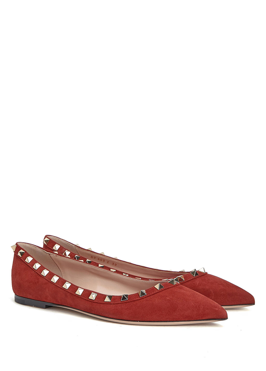 Valentino Garavani Rockstud Kırmızı Süet Babet görsel 2