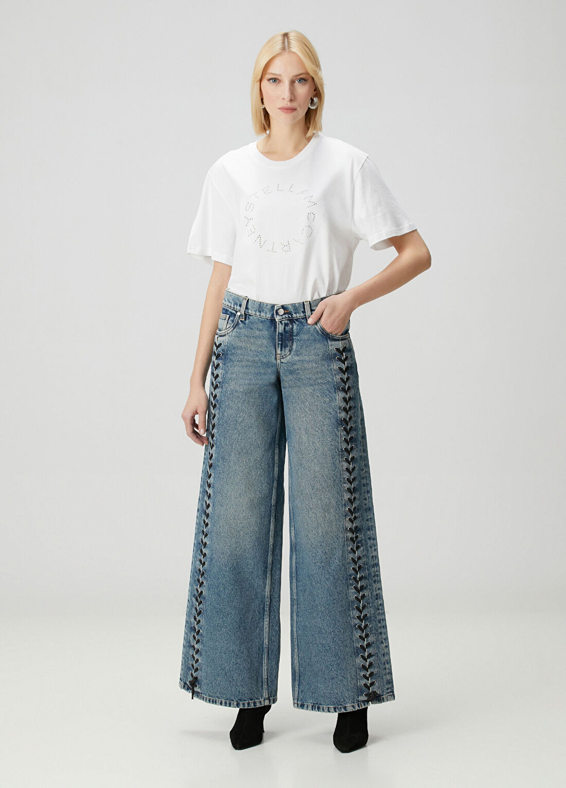 Stella McCartney Mavi Bağcık Detaylı Jean Pantolon