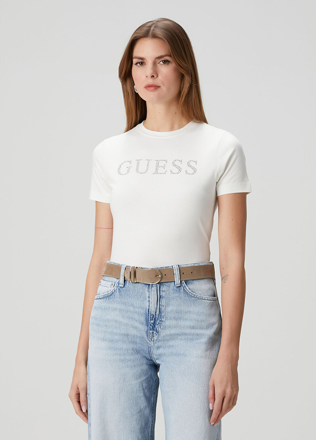 Guess Octavia Slim Fit Beyaz T-shirt