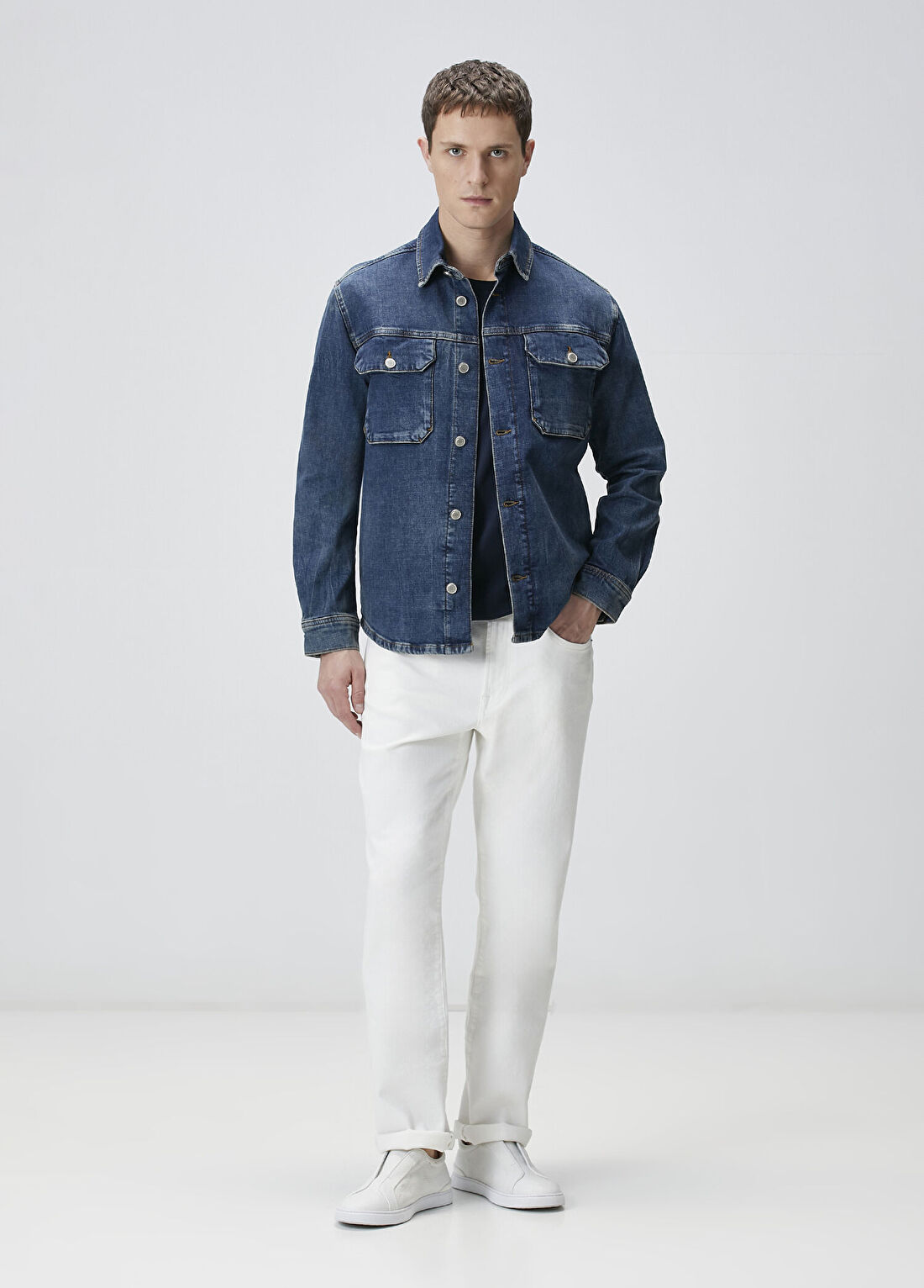 Network Mavi Denim Gömlek görsel 3