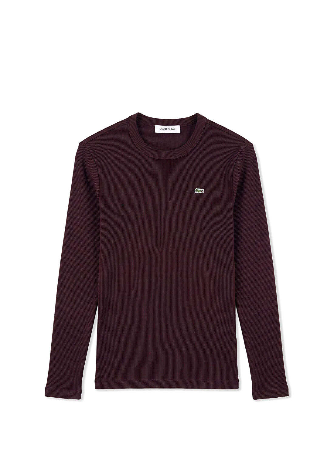 Lacoste Bordo Bisiklet Yaka Slim Fit Uzun Kollu Kadın T-Shirt