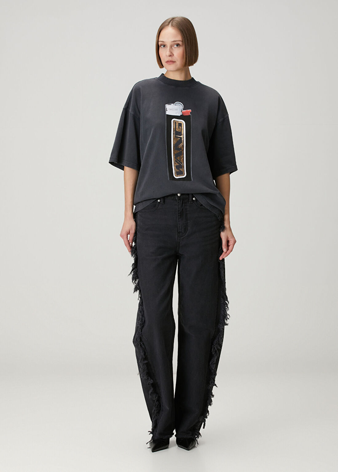Alexander Wang Antrasit Baskılı T-shirt görsel 2