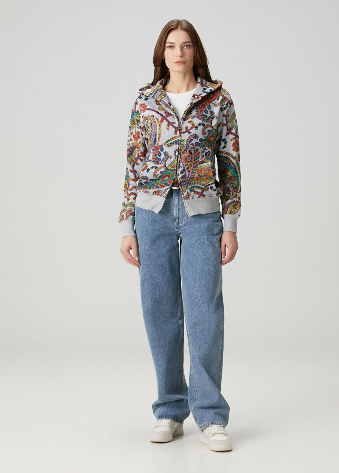 Etro Gri Kapüşonlu Şal Desenli Sweatshirt görsel 2