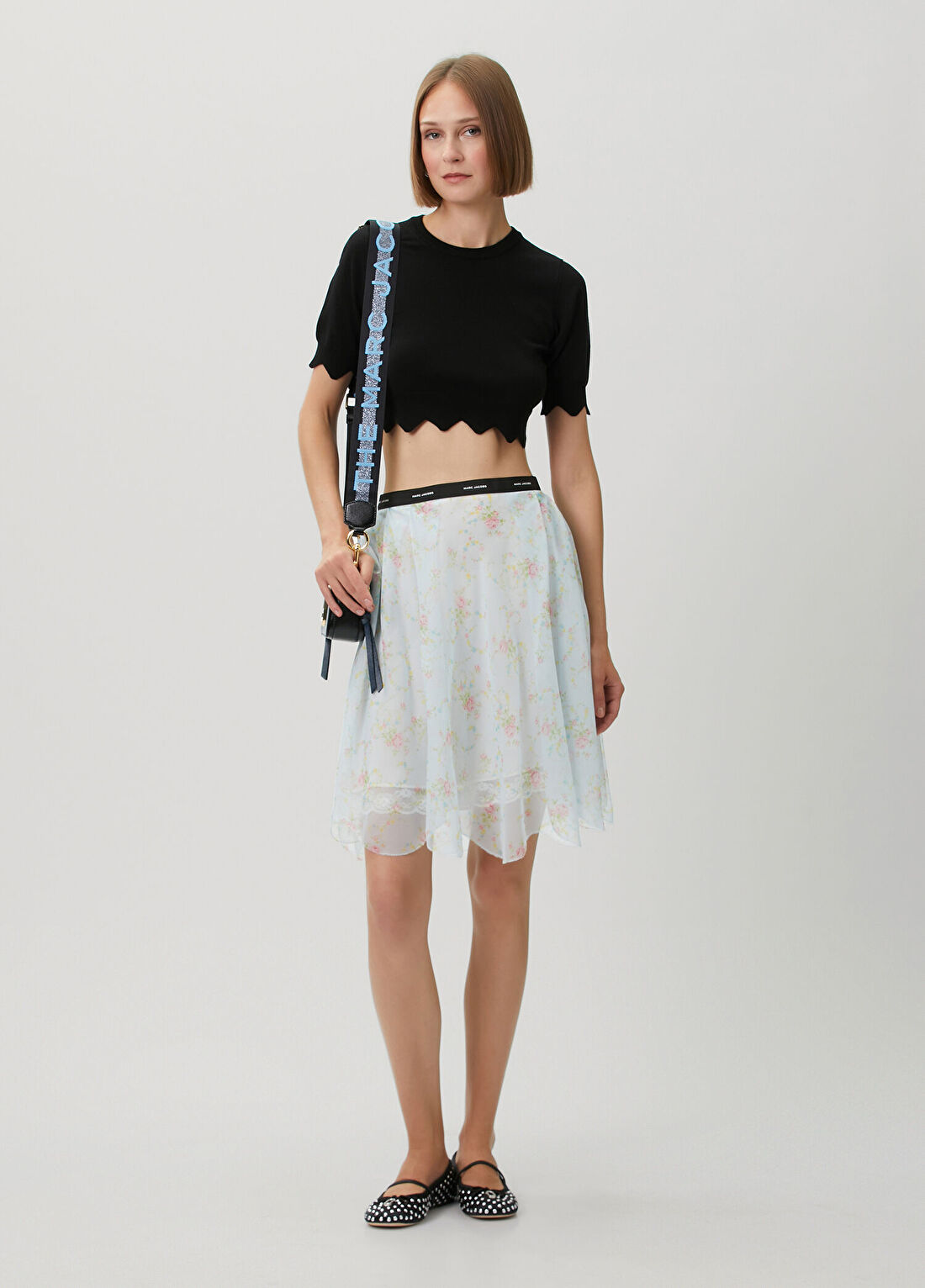 Marc Jacobs Mavi Çiçekli Midi Şifon Etek