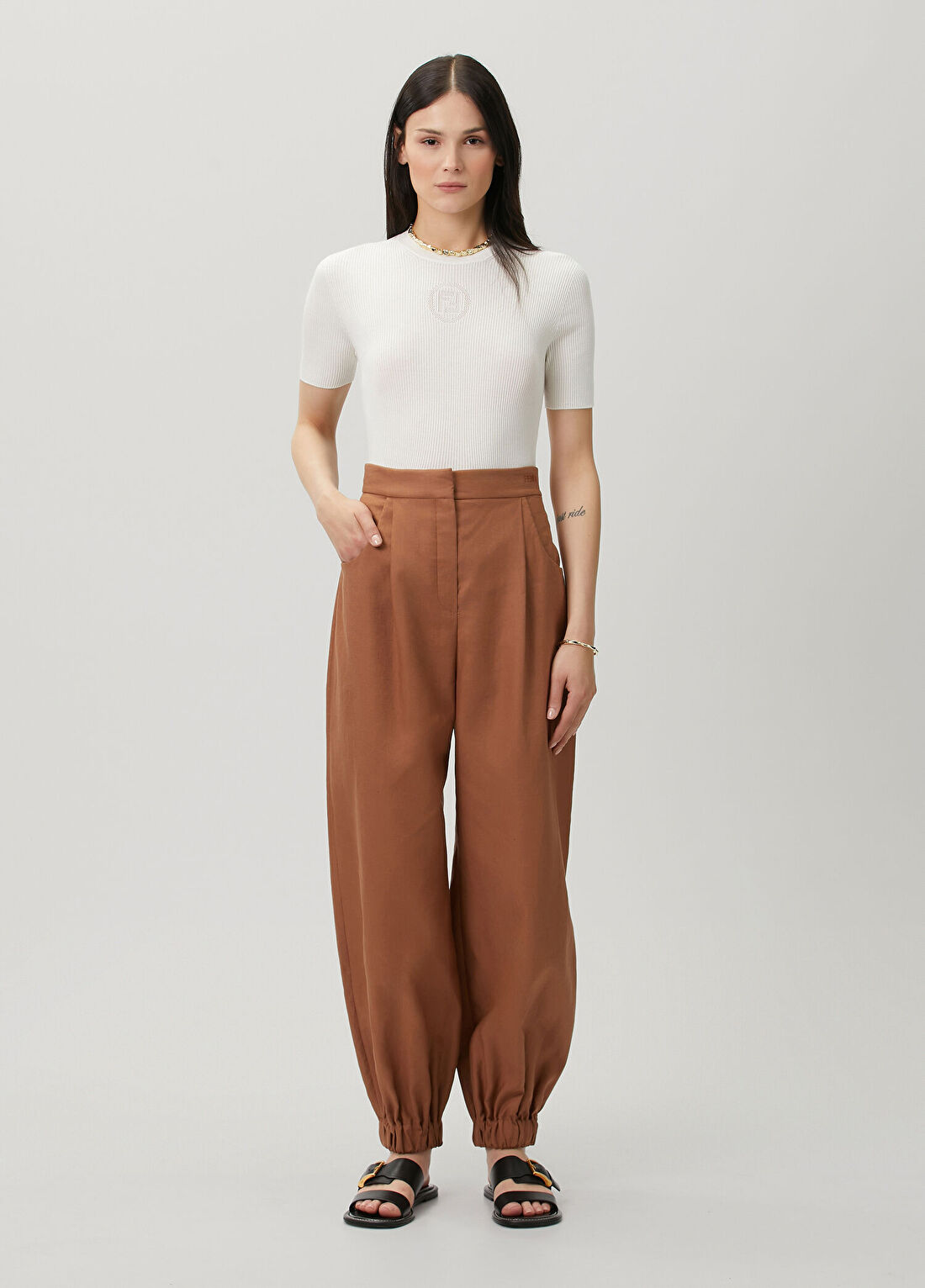 Fendi Kahverengi Keten Pantolon
