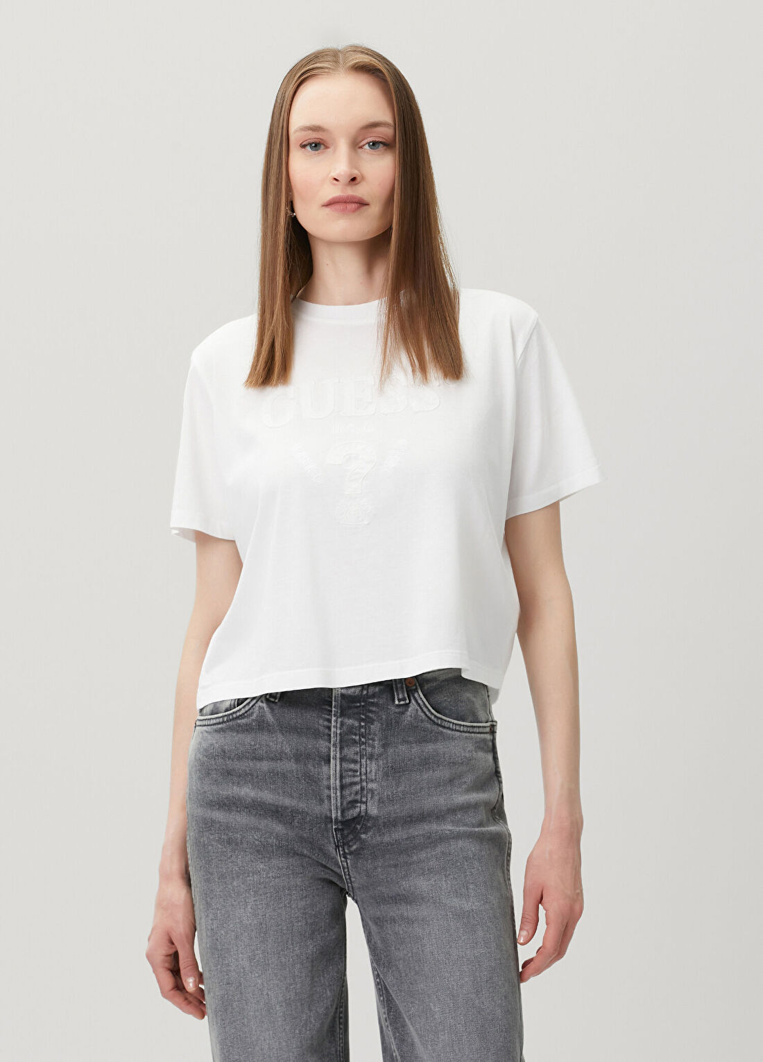 Guess Habi Beyaz T-shirt görsel 3