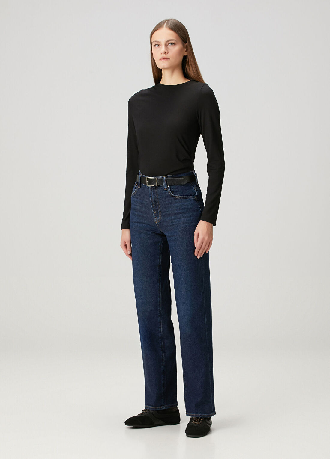 7 For All Mankind Lacivert Straight Leg Jean Pantolon