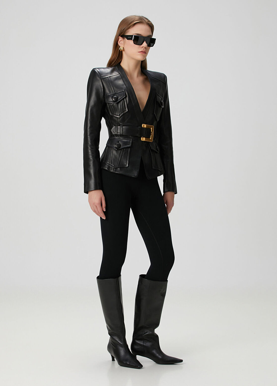 Balmain Siyah Deri Ceket görsel 2