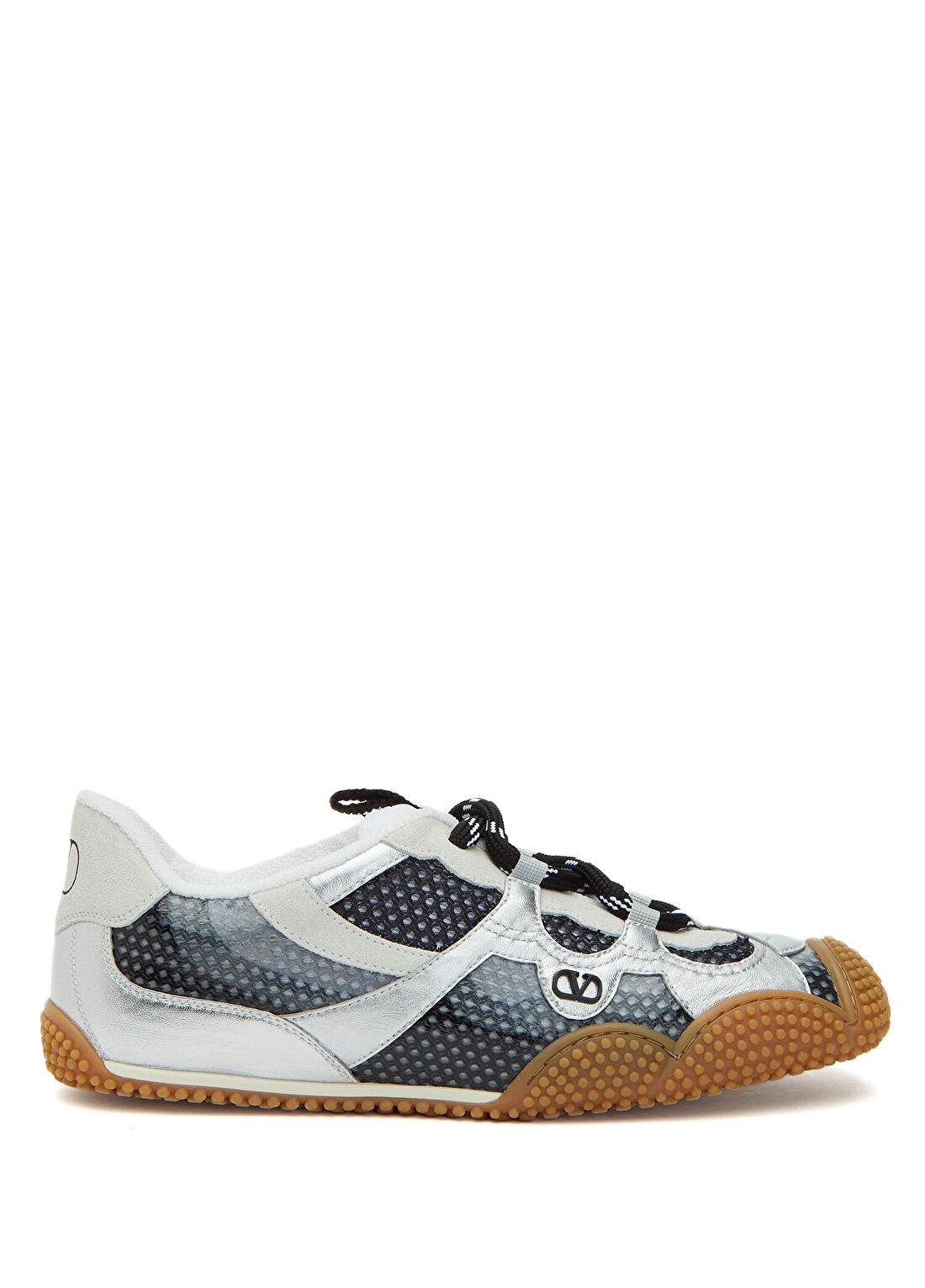 Valentino Garavani Amphibia VLogo Siyah Silver Kadın Deri Sneaker