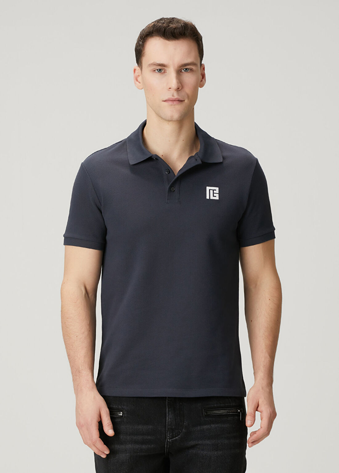 Balmain Lacivert Polo Yaka T-shirt