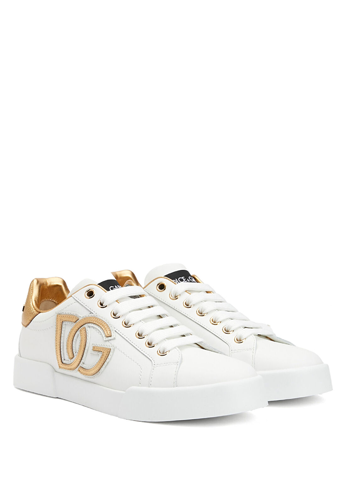 Dolce&Gabbana Portofino Beyaz Gold Kadın Deri Sneaker görsel 2