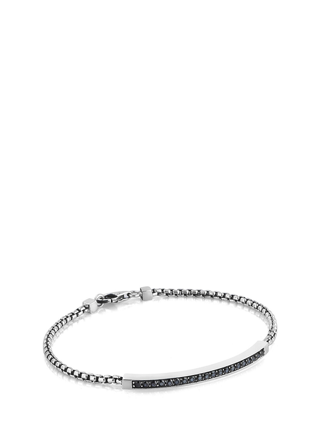 Kayra Khan Arc Single Zircon Dy Chain Gümüş Erkek Bileklik