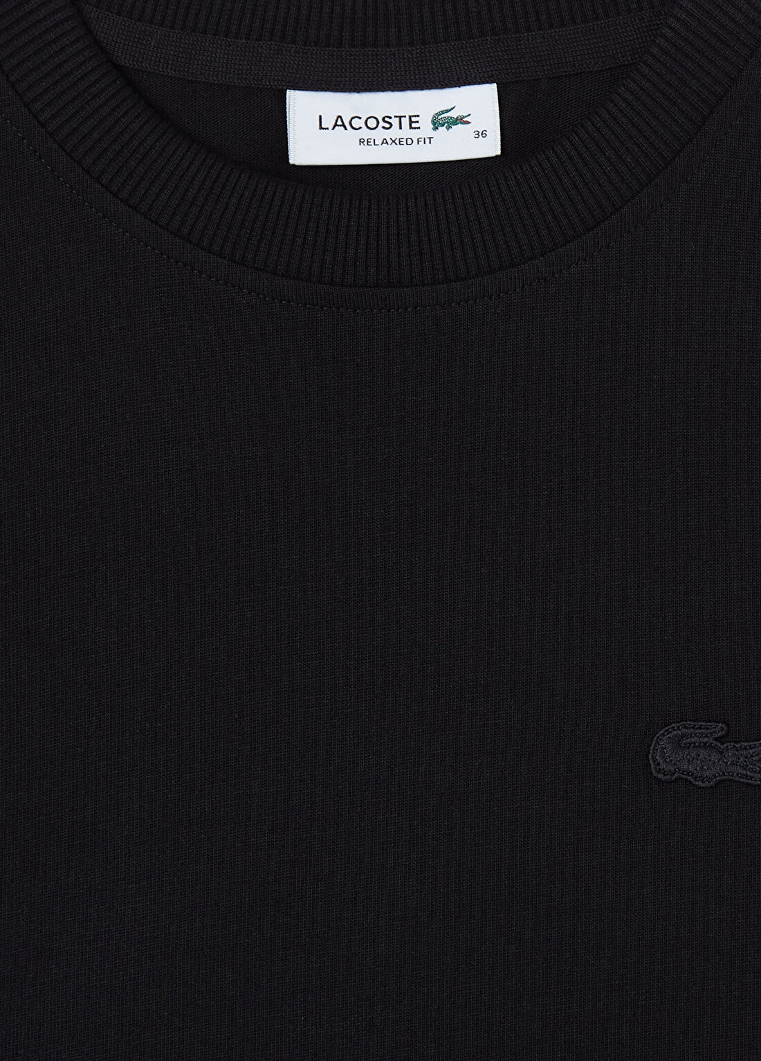 Lacoste Siyah Loose Fit Bisiklet Yaka Kadın T-Shirt görsel 4