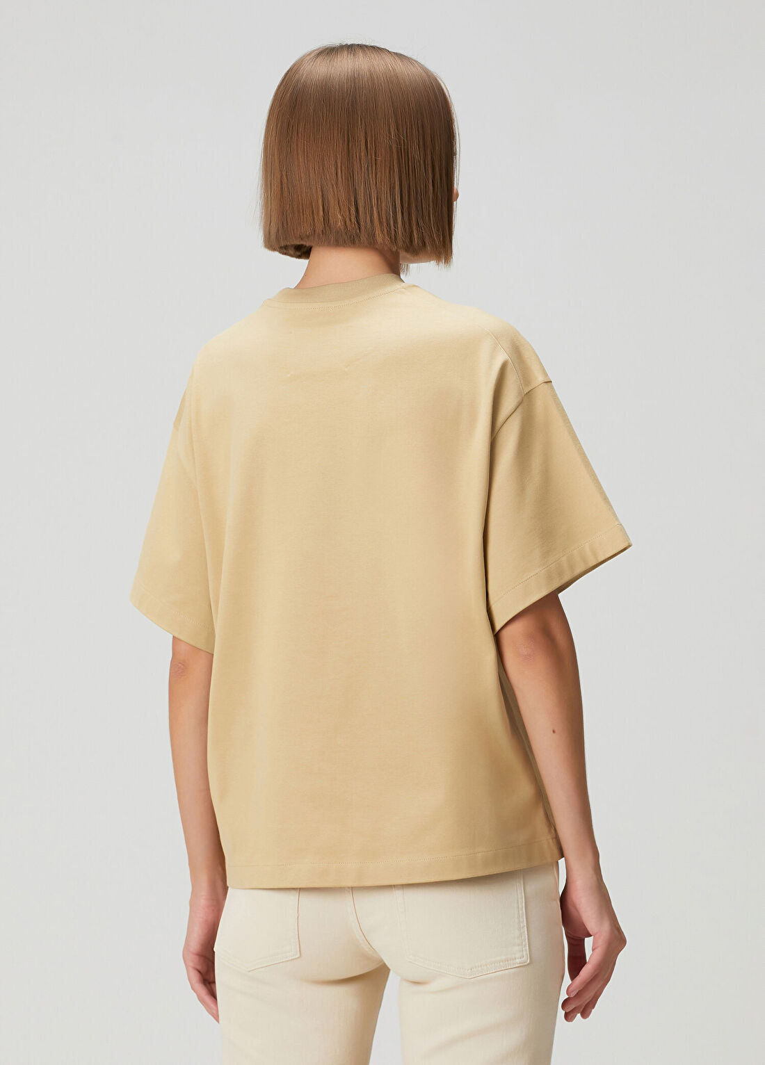Jil Sander Bej Logolu T-shirt görsel 4