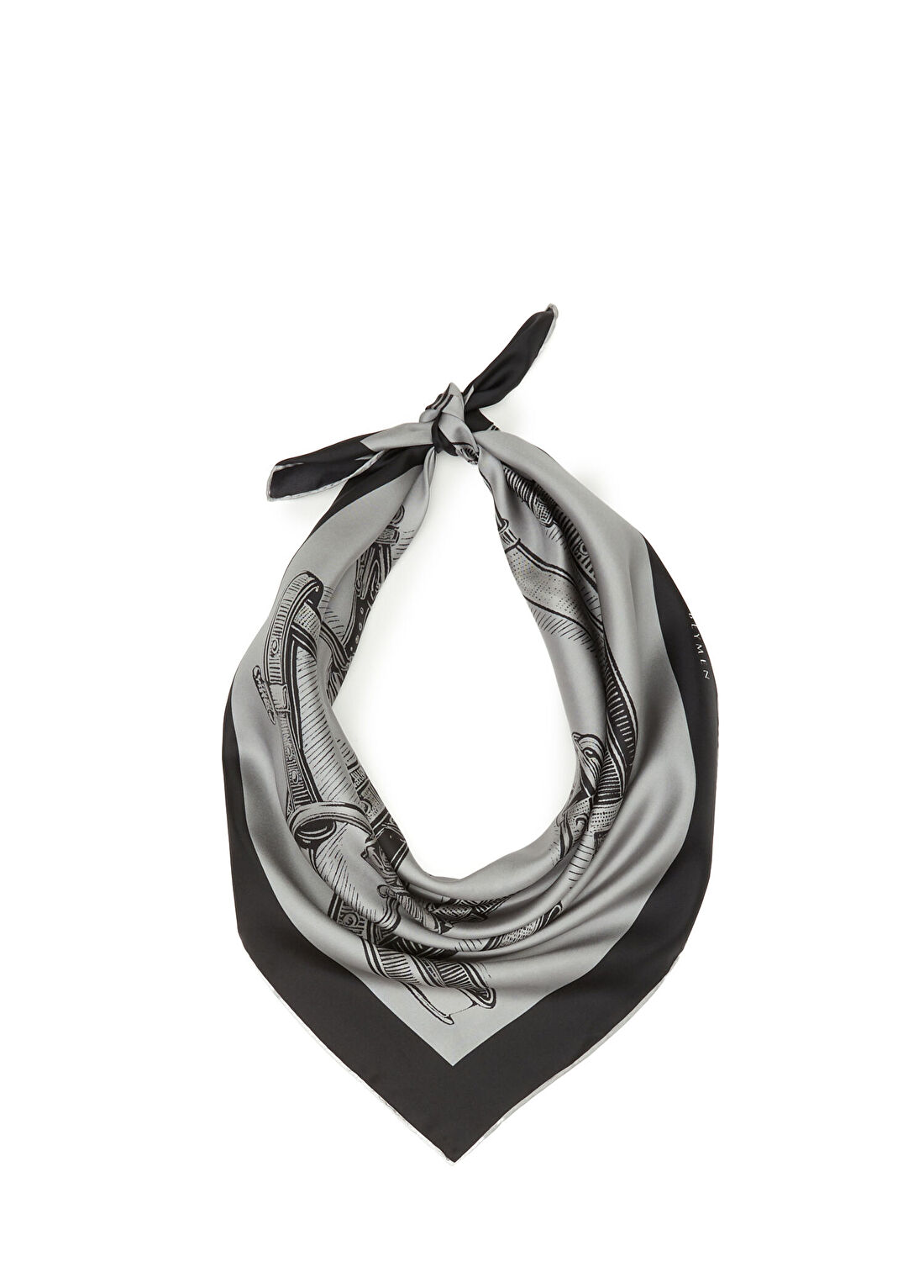 Beymen Gri Harness Desen İpek Eşarp görsel 3