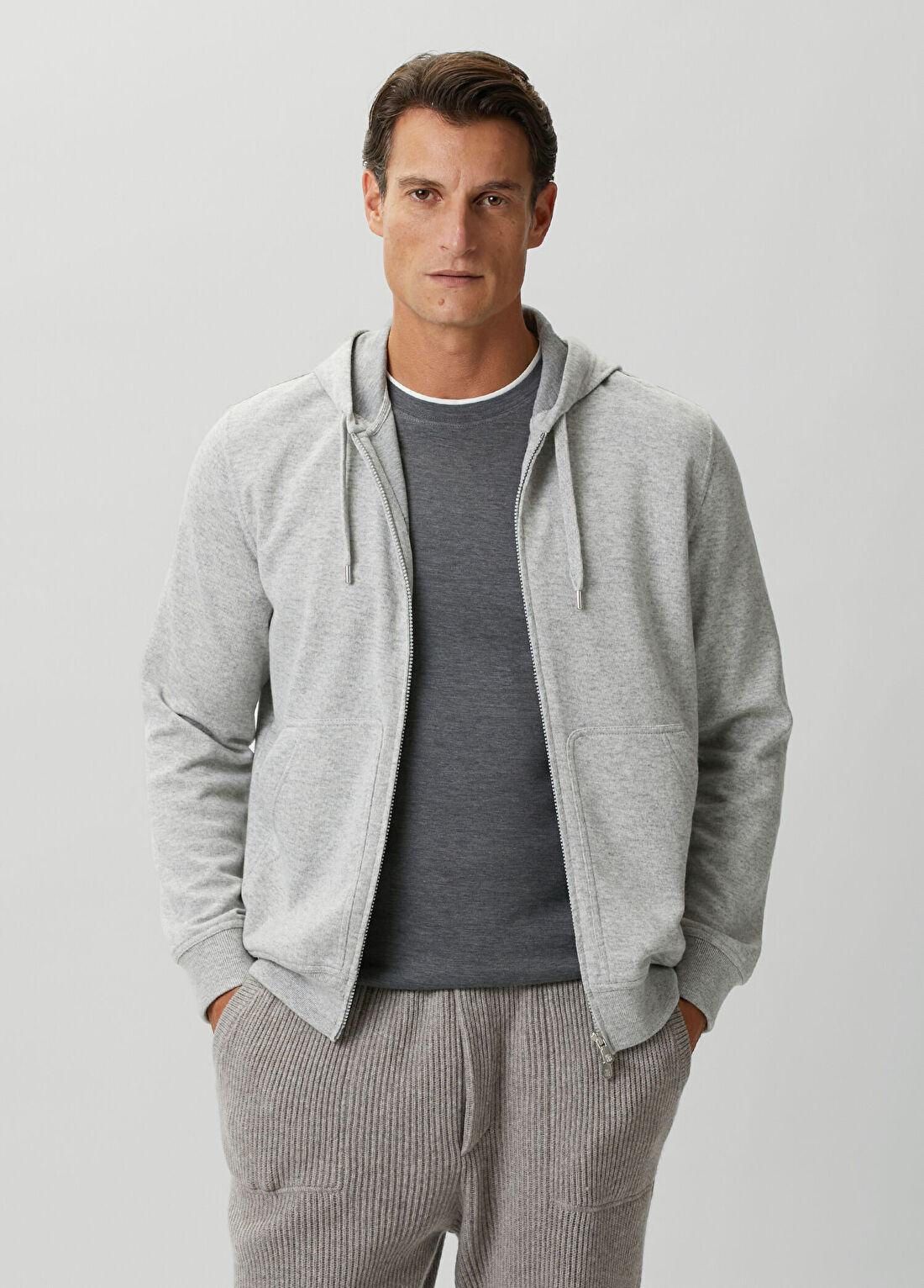 Brunello Cucinelli Gri Kapüşonlu Kaşmir Sweatshirt