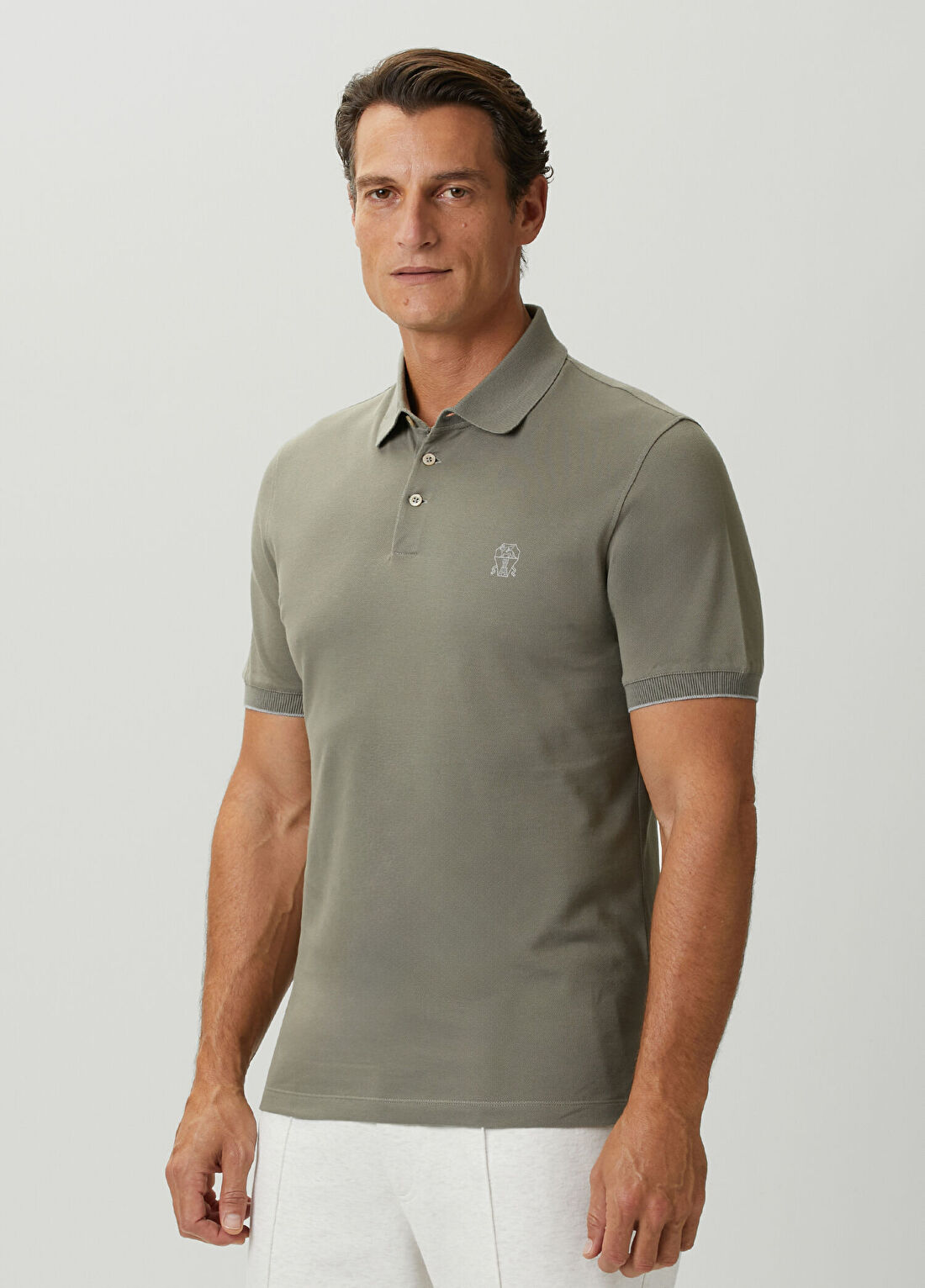 Brunello Cucinelli Yeşil Polo Yaka T-shirt görsel 3