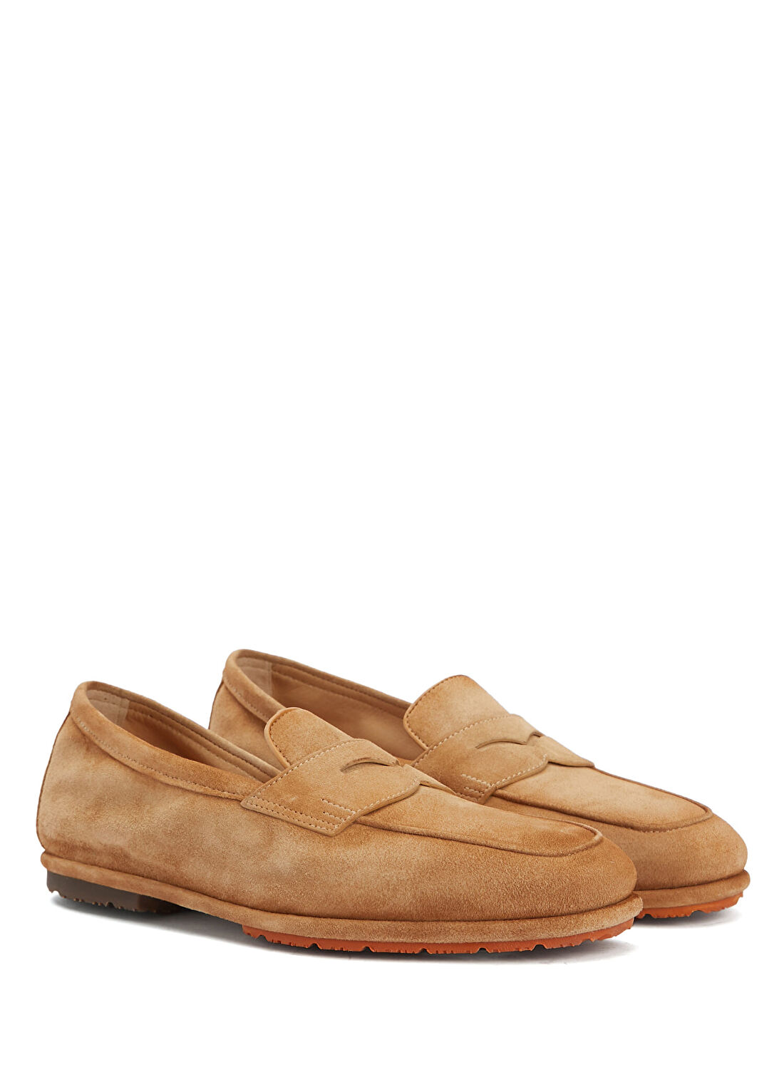 Santoni Carla Açık Kahverengi Kadın Süet Loafer görsel 2