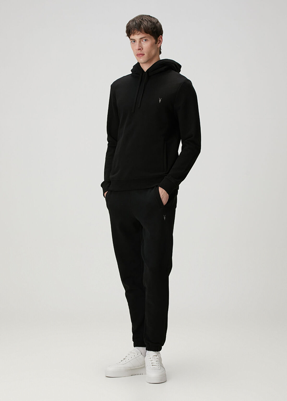 AllSaints Slim Fit Raven Siyah Beli Kordonlu Eşofman Altı