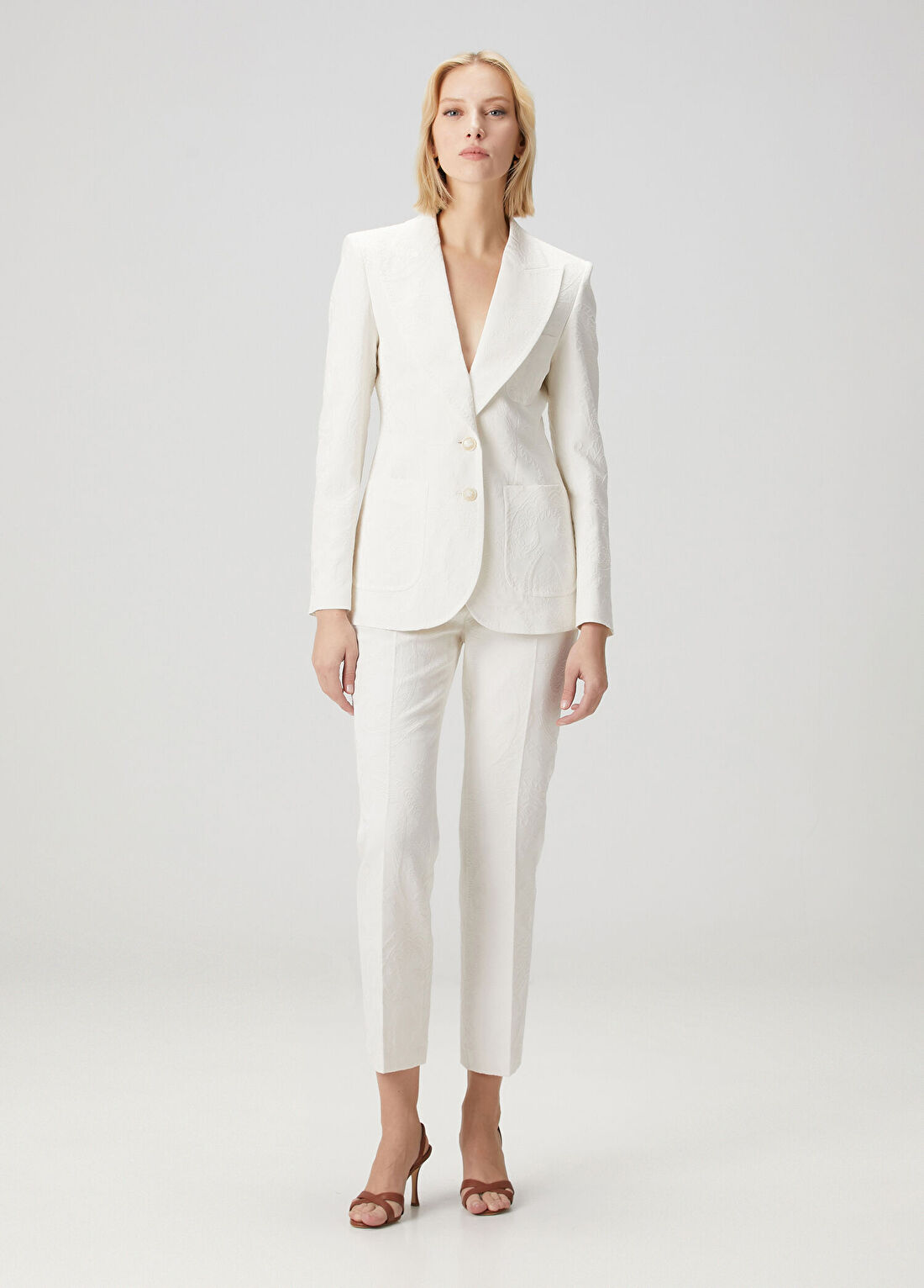Etro Krem Desenli Pantolon