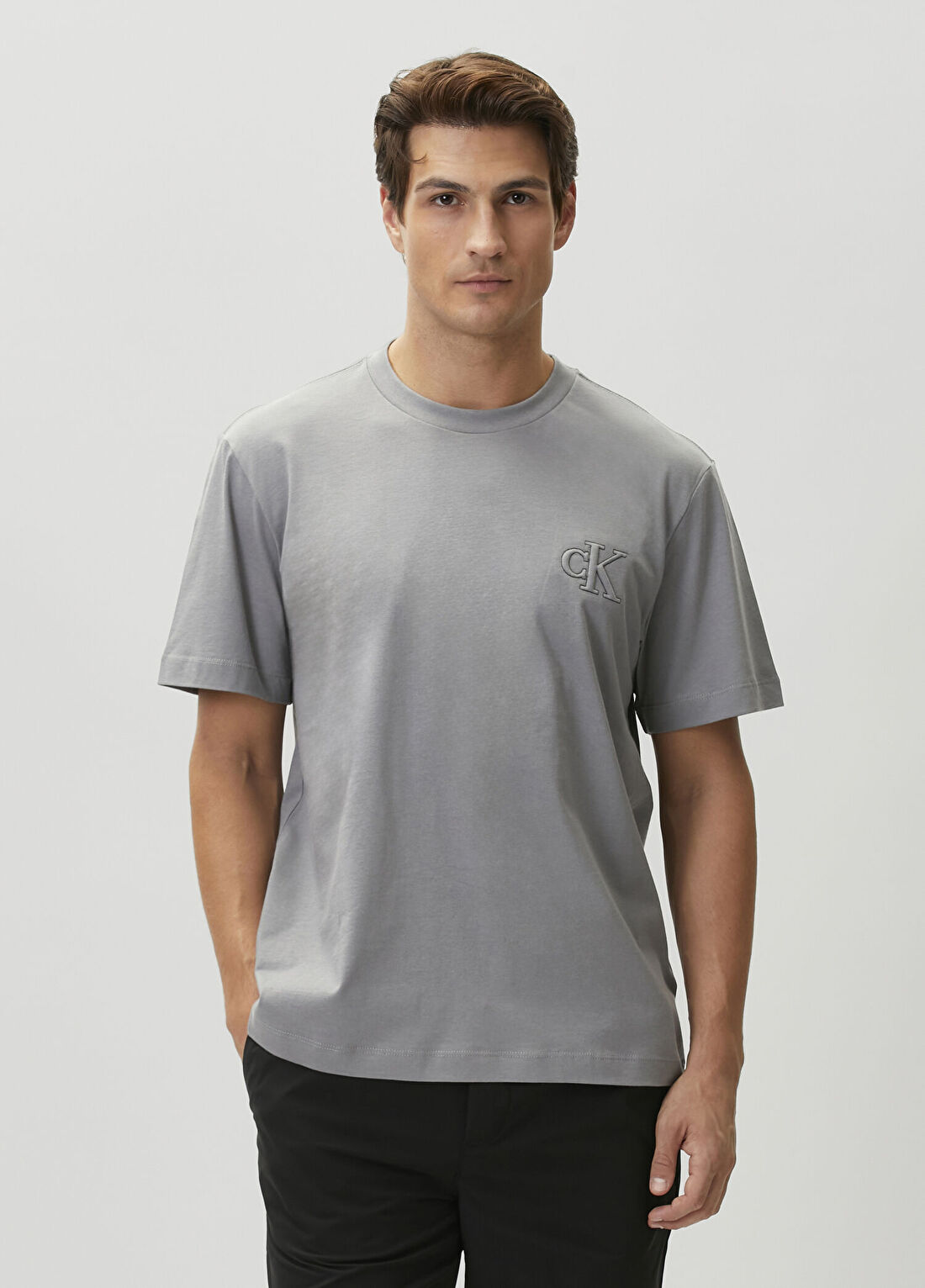 CK Jeans Regular Fit Easy Monogram Gri T-shirt