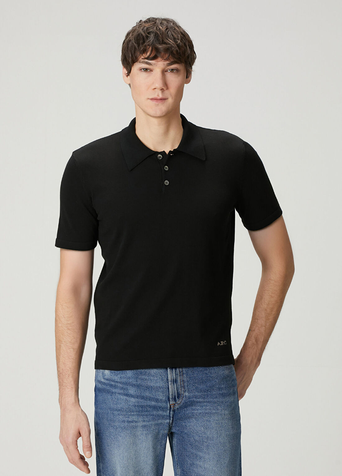 A.P.C. Siyah Polo Yaka T-shirt