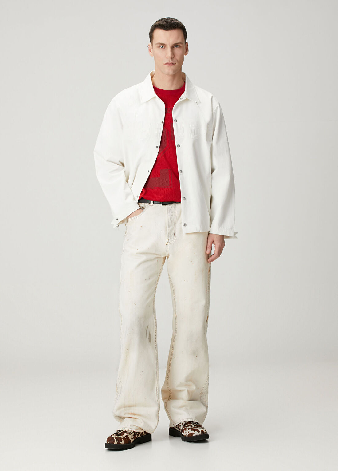 Rhude Relaxed Traxedo Krem Jean Pantolon