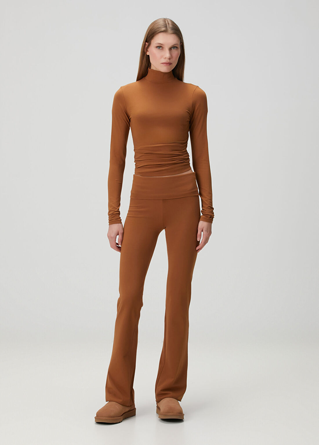 Skims Turtleneck Kahverengi T-shirt görsel 2