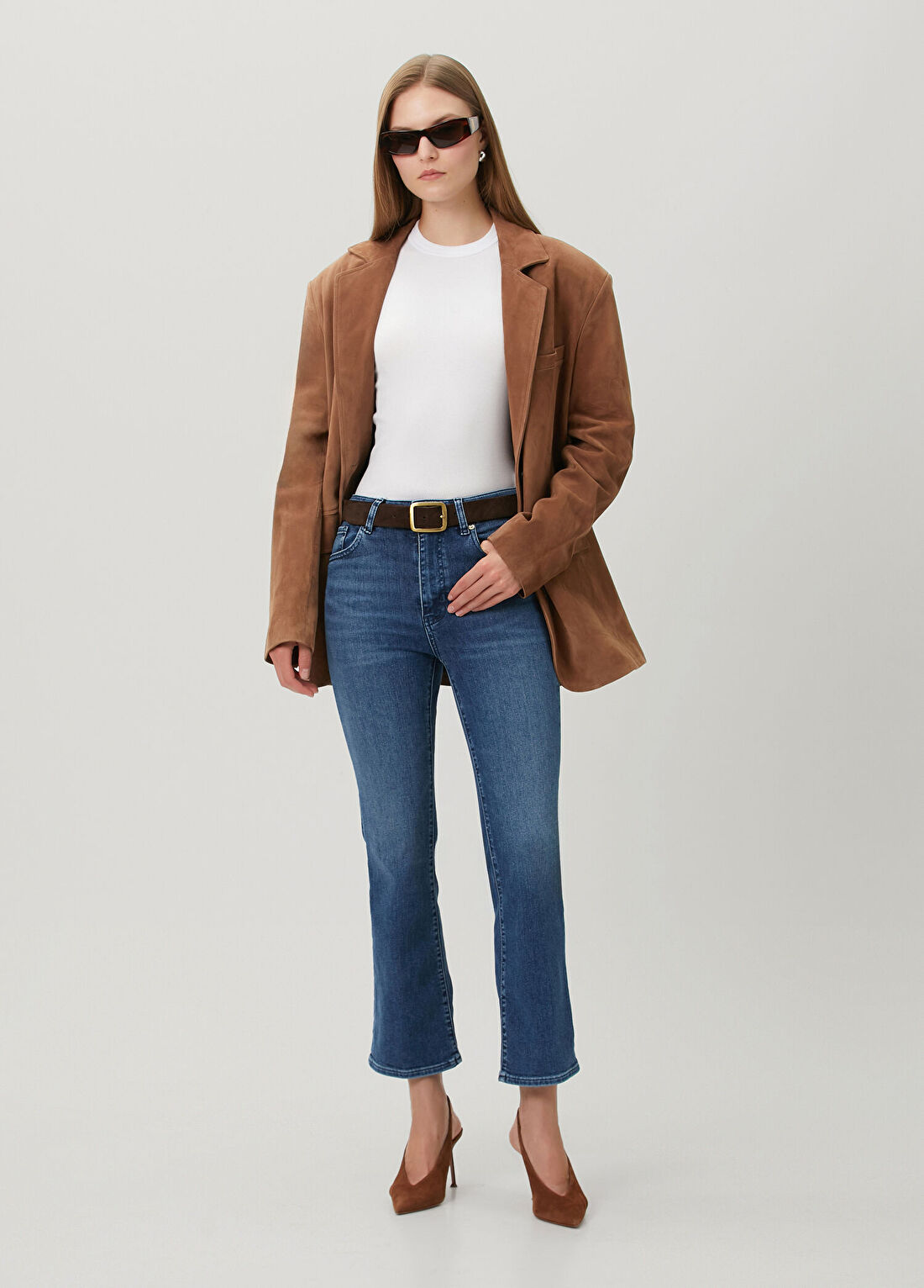 Frame Denim The Reboot Crop Koyu Mavi Jean Pantolon