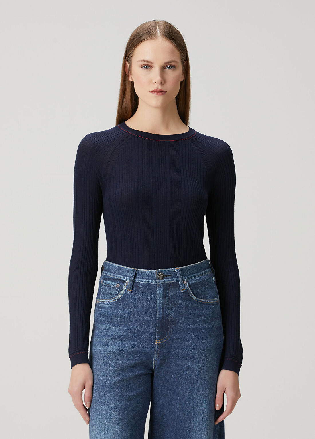 Rag&Bone Teresa Lacivert Uzun Kol T-shirt