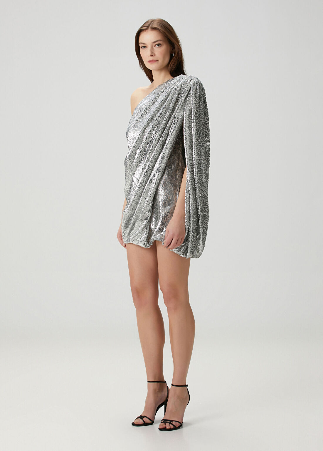 Stella McCartney Silver Tek Omuzlu Mini Kokteyl Elbise görsel 2
