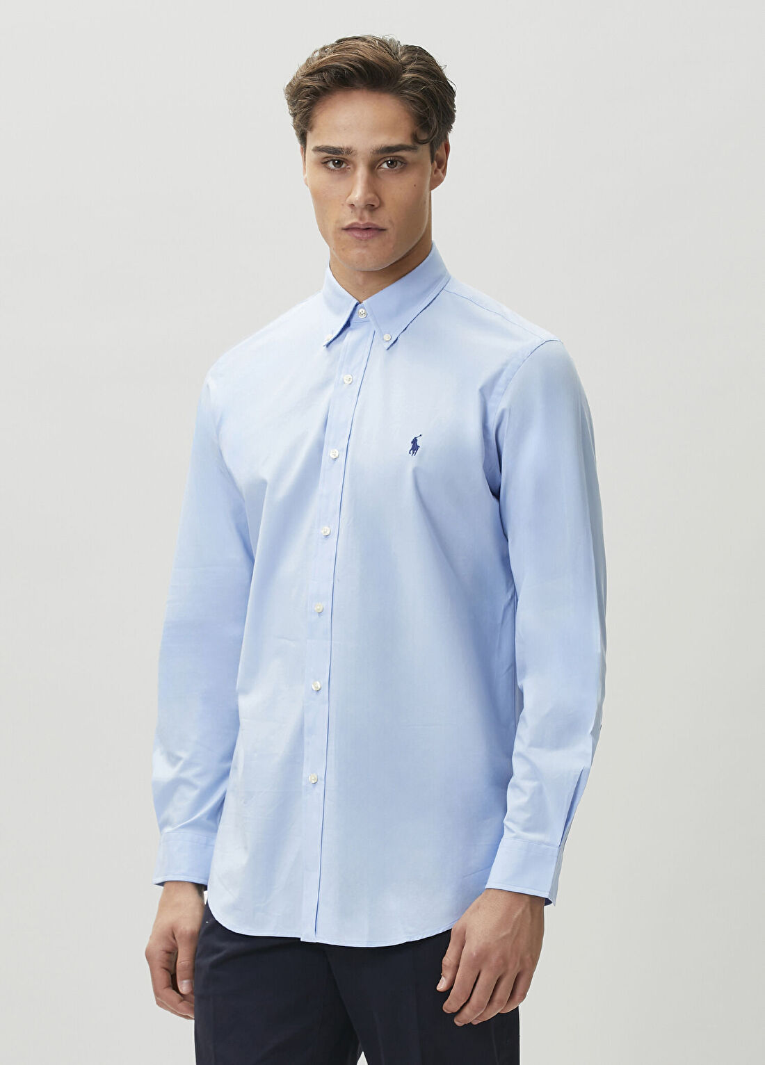 Polo Ralph Lauren Custom Fit Mavi Poplin Gömlek görsel 3